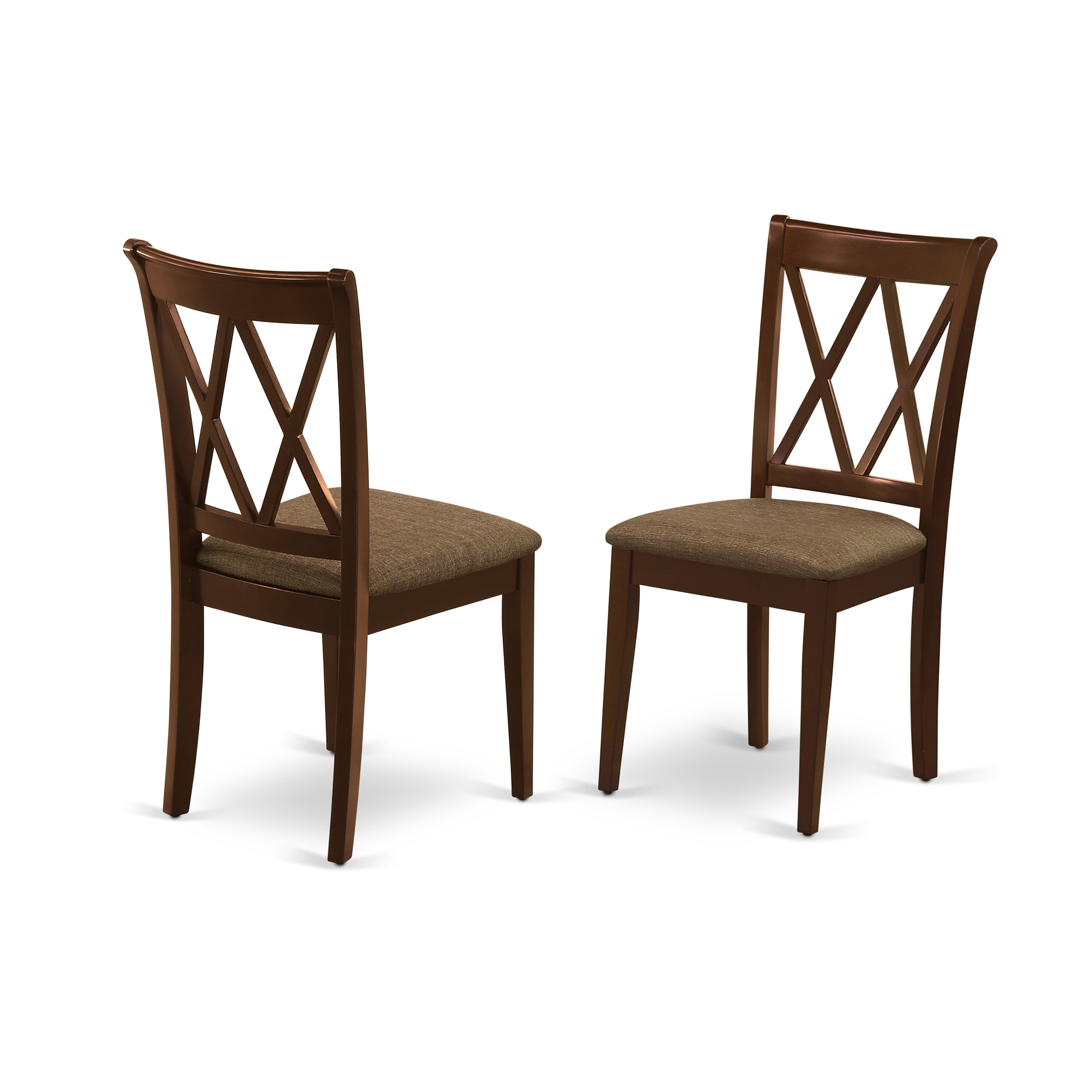 CLC-MAH-C Clarksville Double X-back chairs with Linen Fabric Upholstered Seat in Mahogany finish