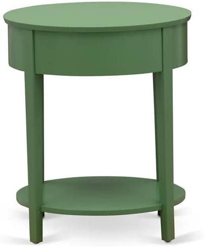 HI-12-ET Solid Wood Mid Century Modern Nightstand W/ Drawer Clover Green Finish
