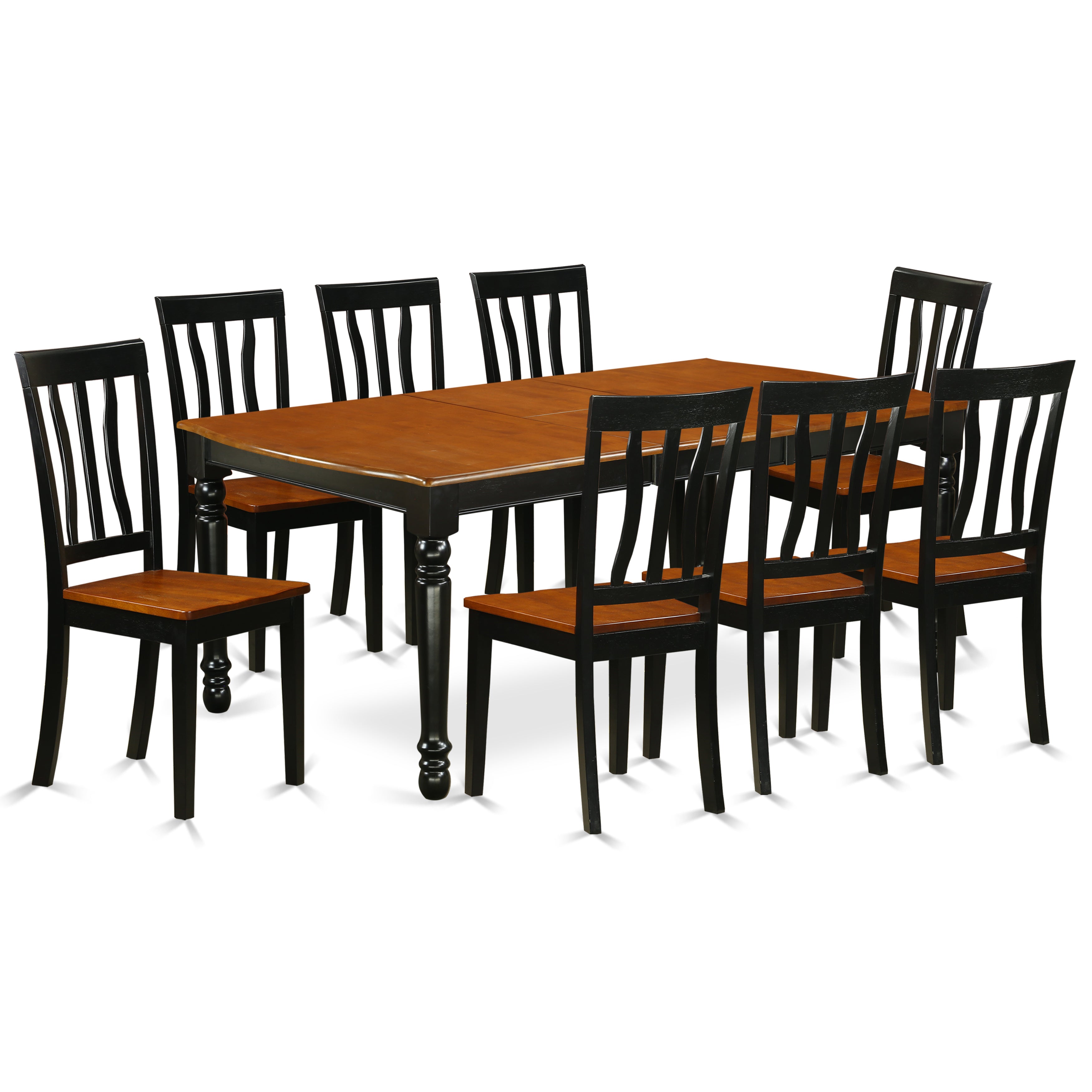 DOAN9-BCH-W 9 PC kitchen tables and chair set with one Dover dining table and 8 kitchen chairs in a Black and Cherry Finish