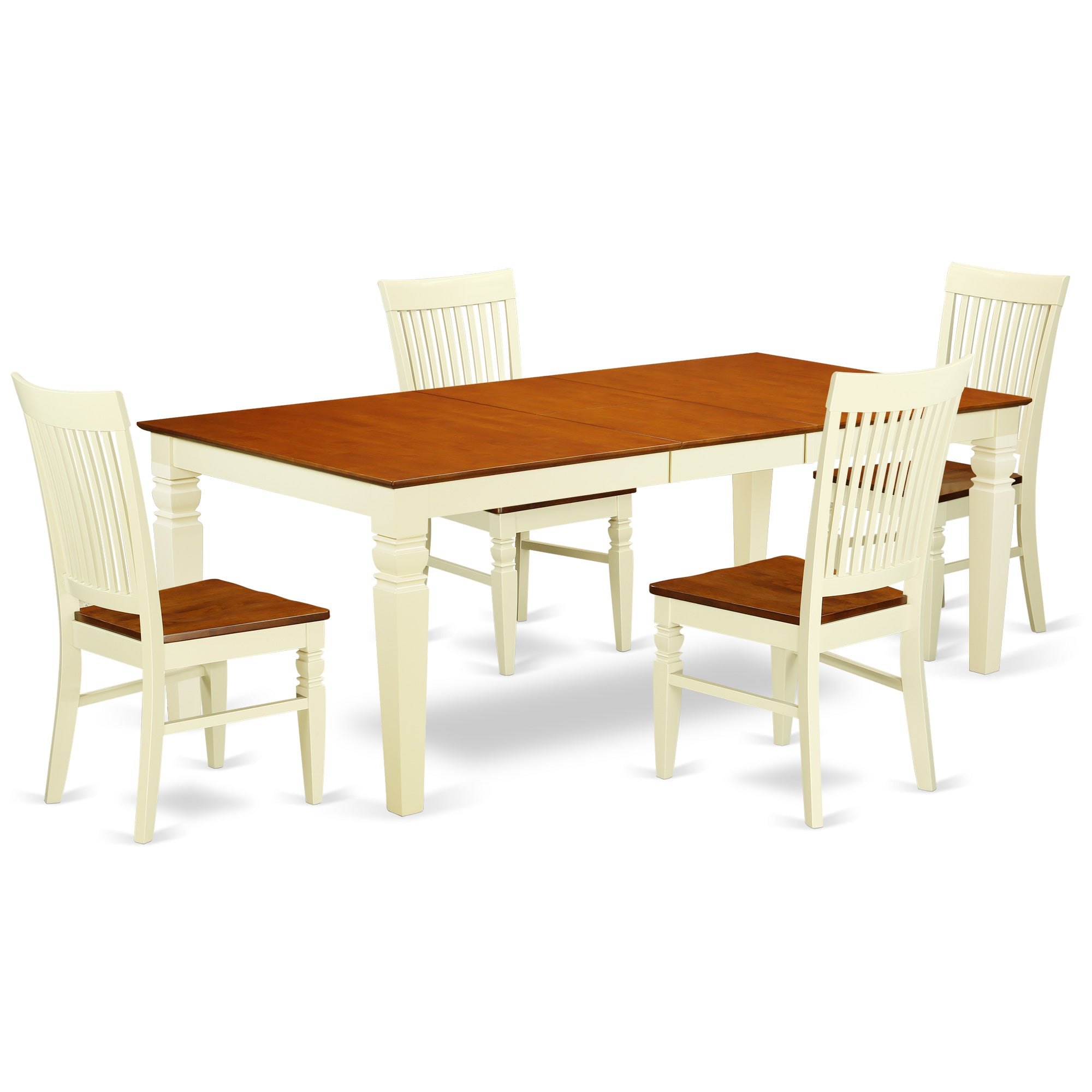 LGWE5-BMK-W 5 Pc Dinette set with a Dining Table and 4 Microfiber Kitchen Chairs in Buttermilk and Cherry