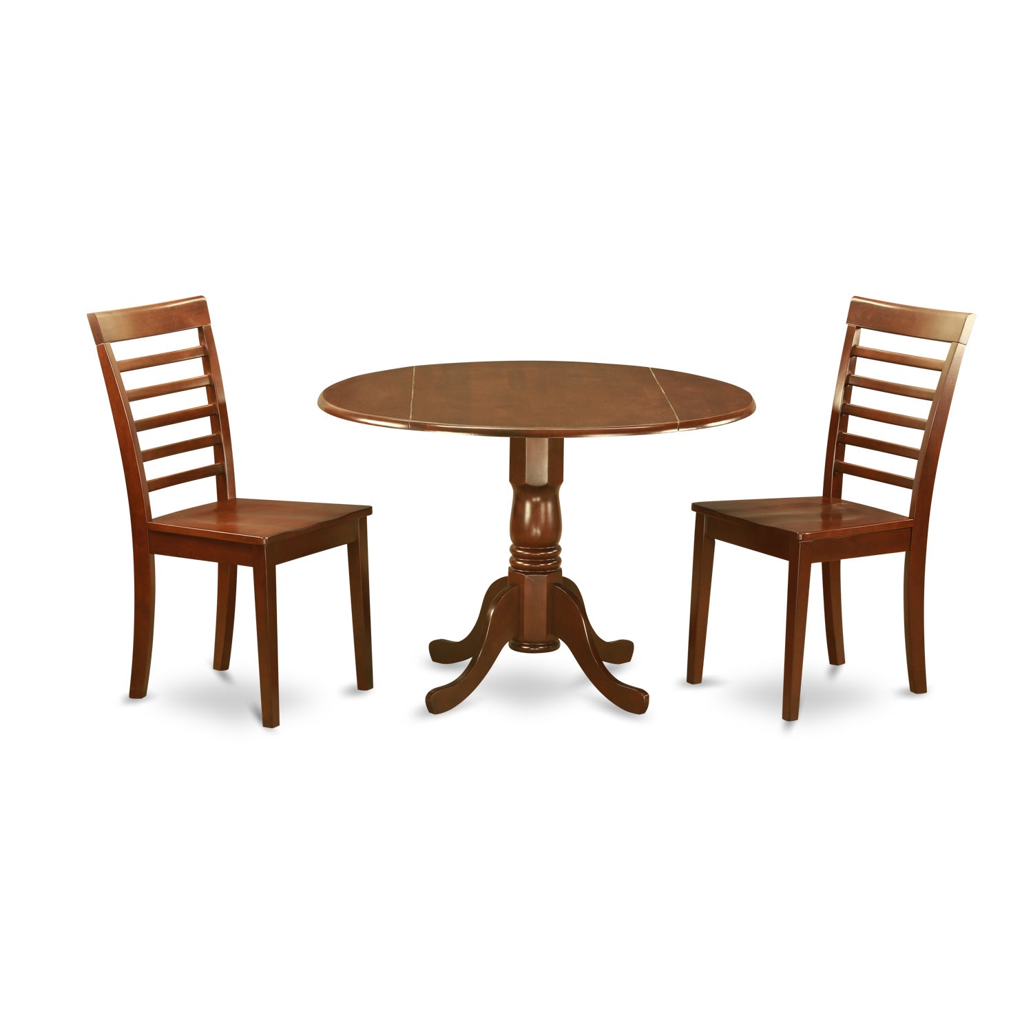 DLML3-MAH-W 3 PC small Kitchen Table and Chairs set-drop leaf Table and 2 Kitchen Chairs in