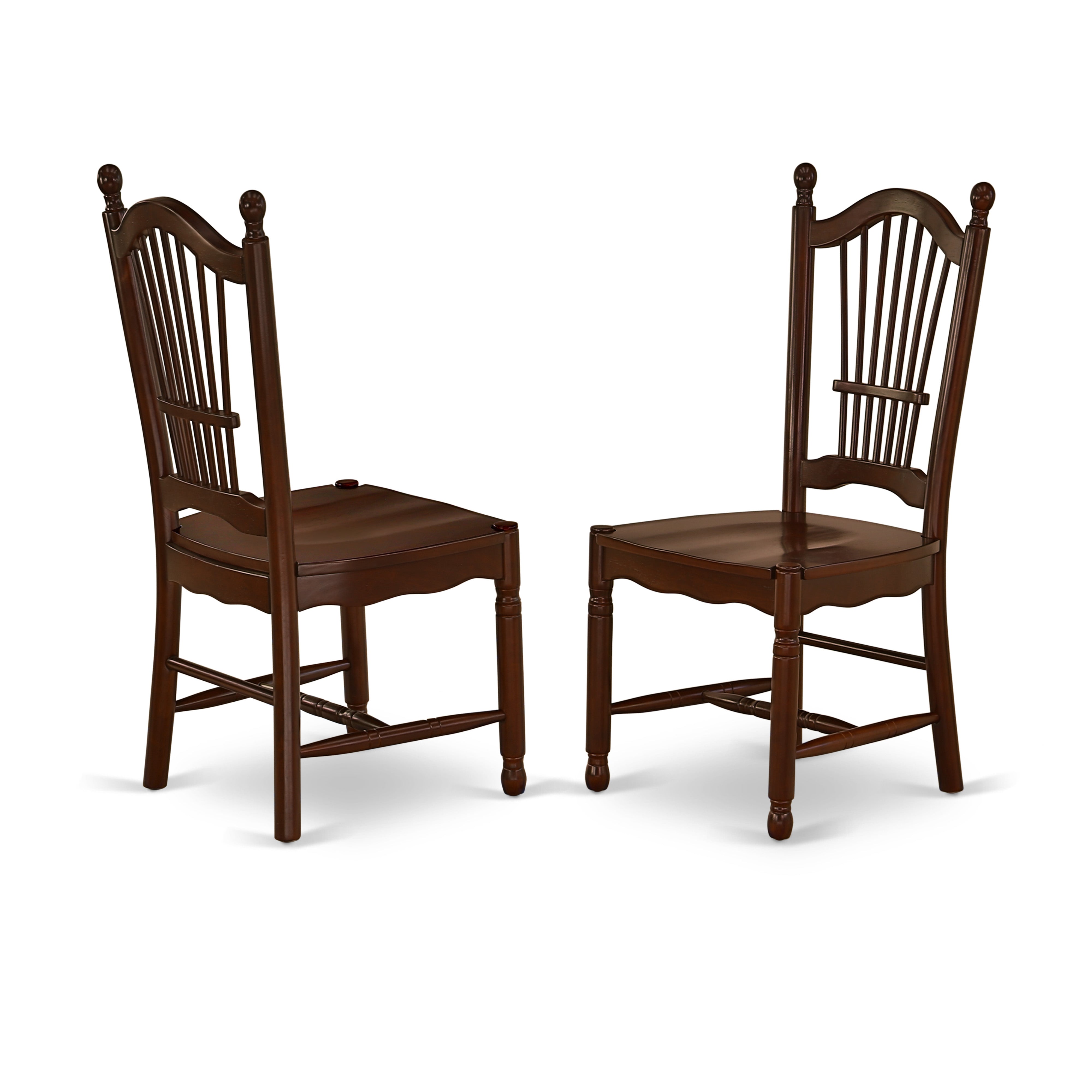 DODU5-MAH-W 5Pc Rectangular 60/78 Inch Dinner Table With 18 In Butterfly Leaf And Four Wood Seat Kitchen Chairs