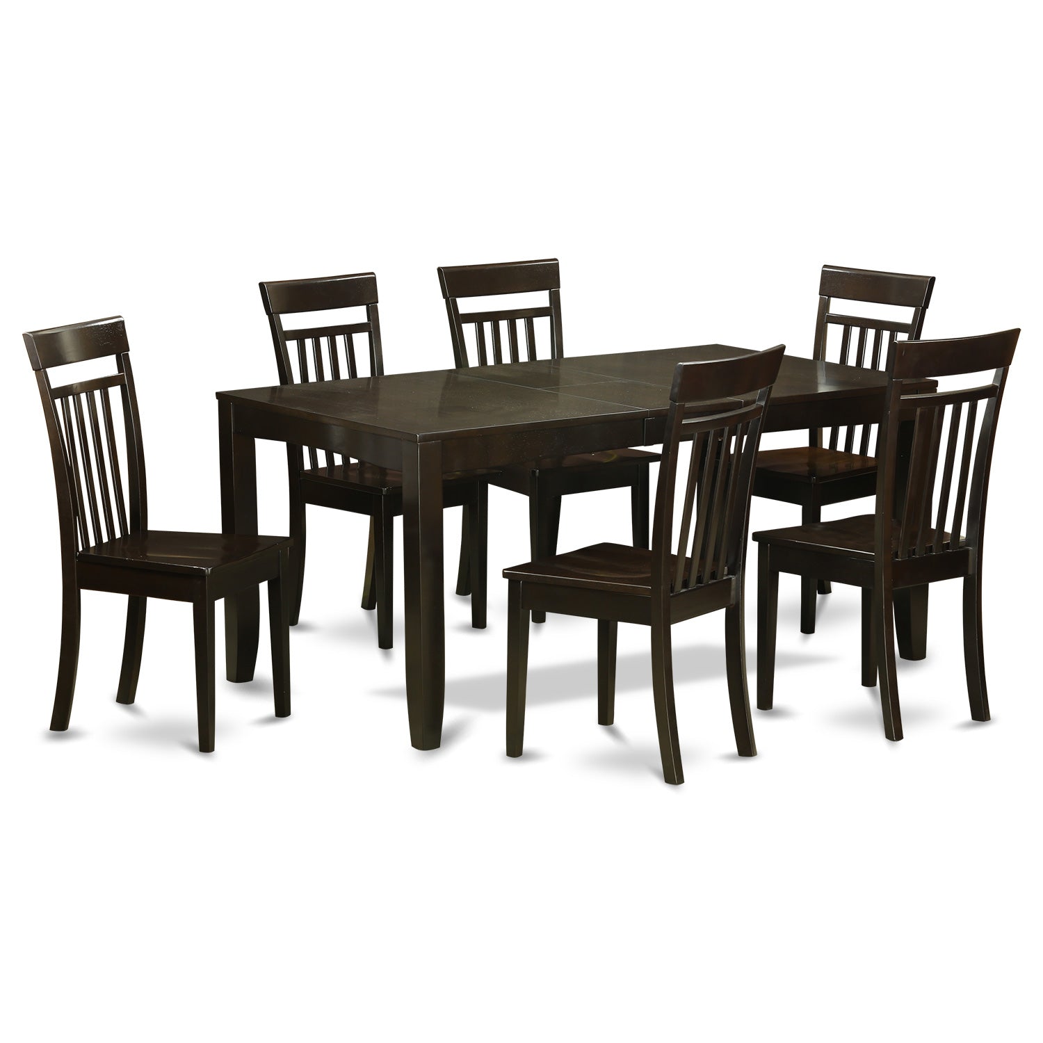 LYCA7-CAP-W 7 Pc Dining room set-Kitchen Tables with Leaf and 6 Chairs for Dining room