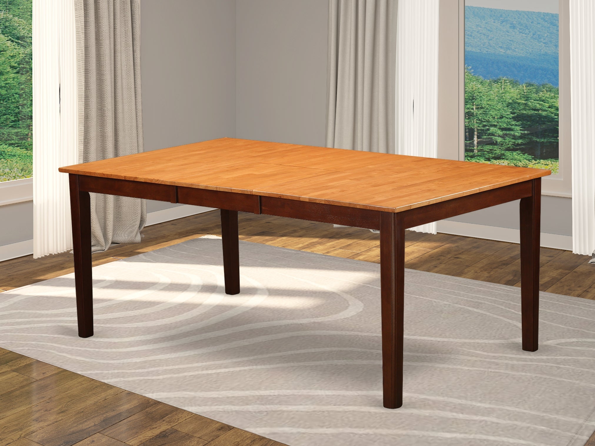 HET-BRN-T Henley Rectangular Dining Room Table 42"x72" With 18" Butterfly Leaf - Cinnamon-Espresso Finish