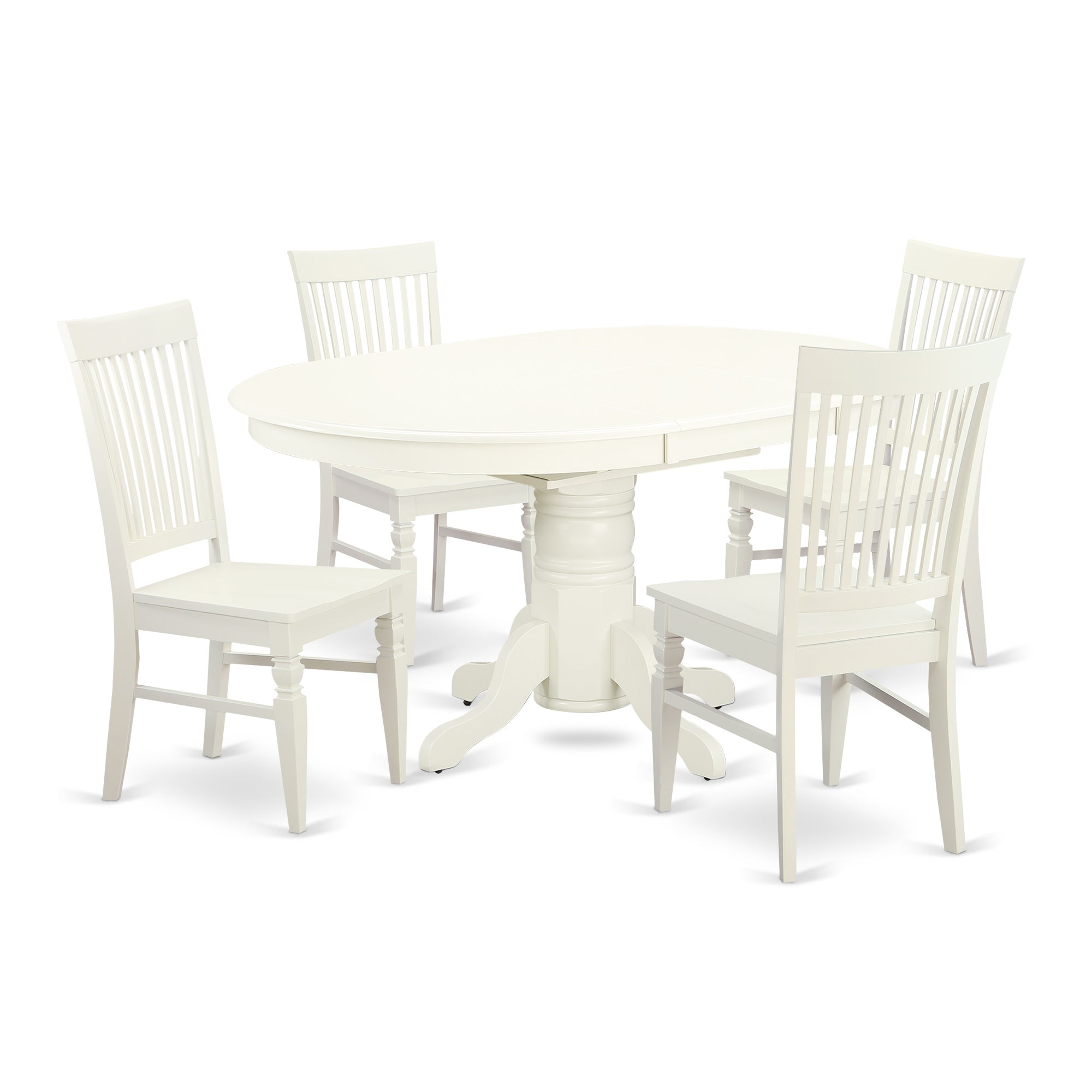 AVWE5-LWH-W 5 Pc Dining set with a Kitchen Table and 4 Wood Seat Kitchen Chairs in Linen White