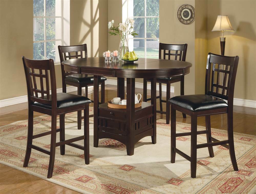 Lavon 5 Piece Counter Height Dining Table Chairs Dinette Set in Espres