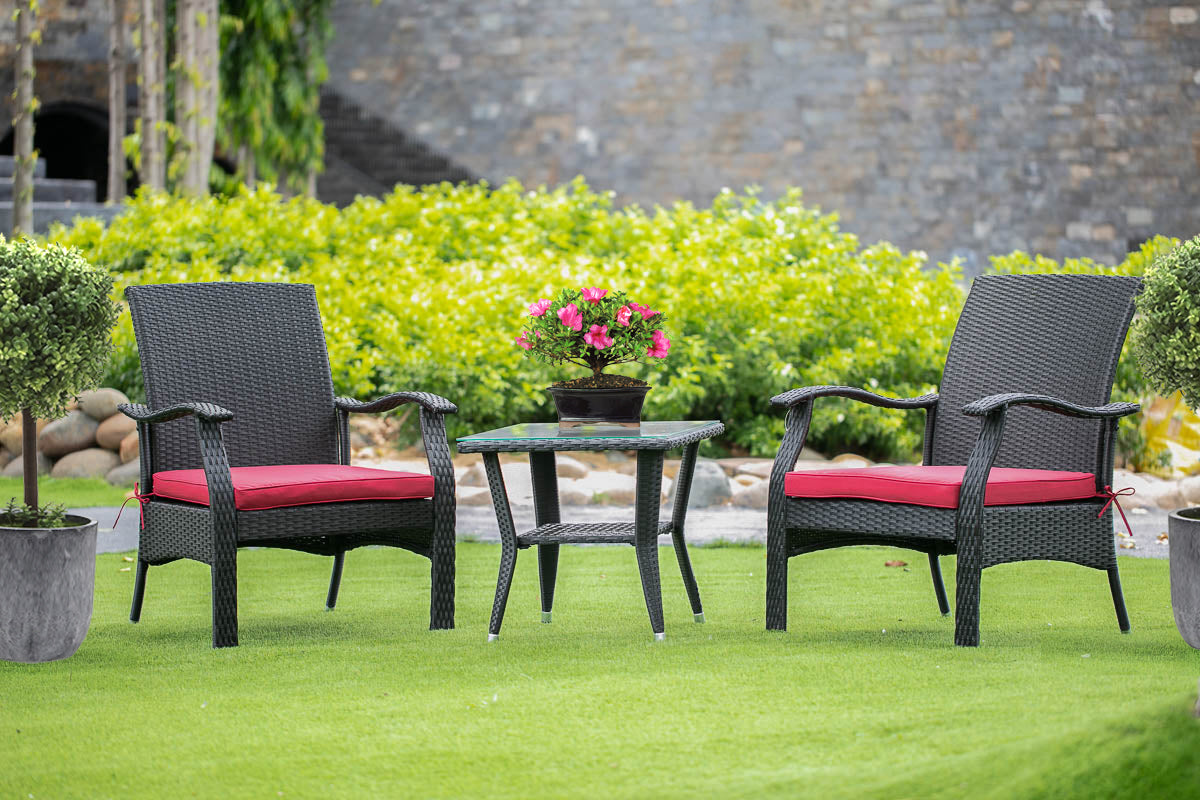 Denton 3-piece Modern Metal Patio Dining Set in Black