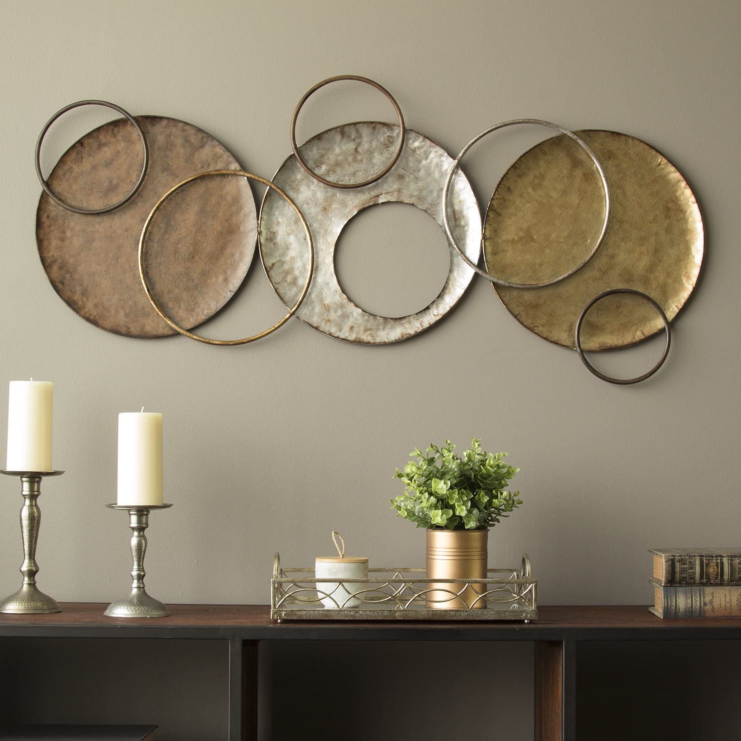 Stratton Home Decor S09558 Circles Centerpiece Art Wall Sculpture