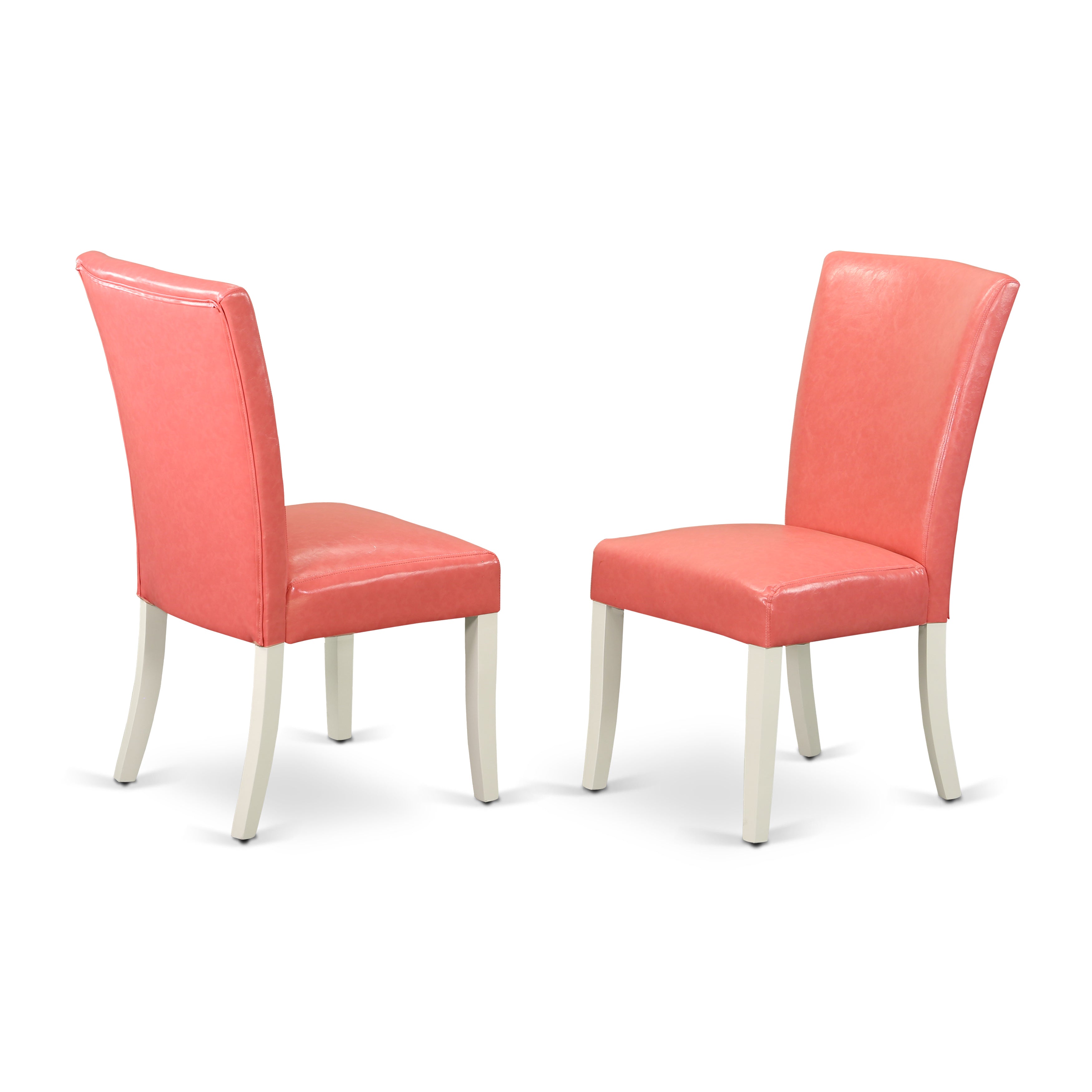 East West Furniture MZAL3-LWH-78 3Pc Dining Table Set for 2 Contains a Rectangle Table and 2 Parsons Dining Room Chairs with Pink Flamingo Color PU Leather, Drop Leaf Table with Full Back Chairs, Linen White Finish
