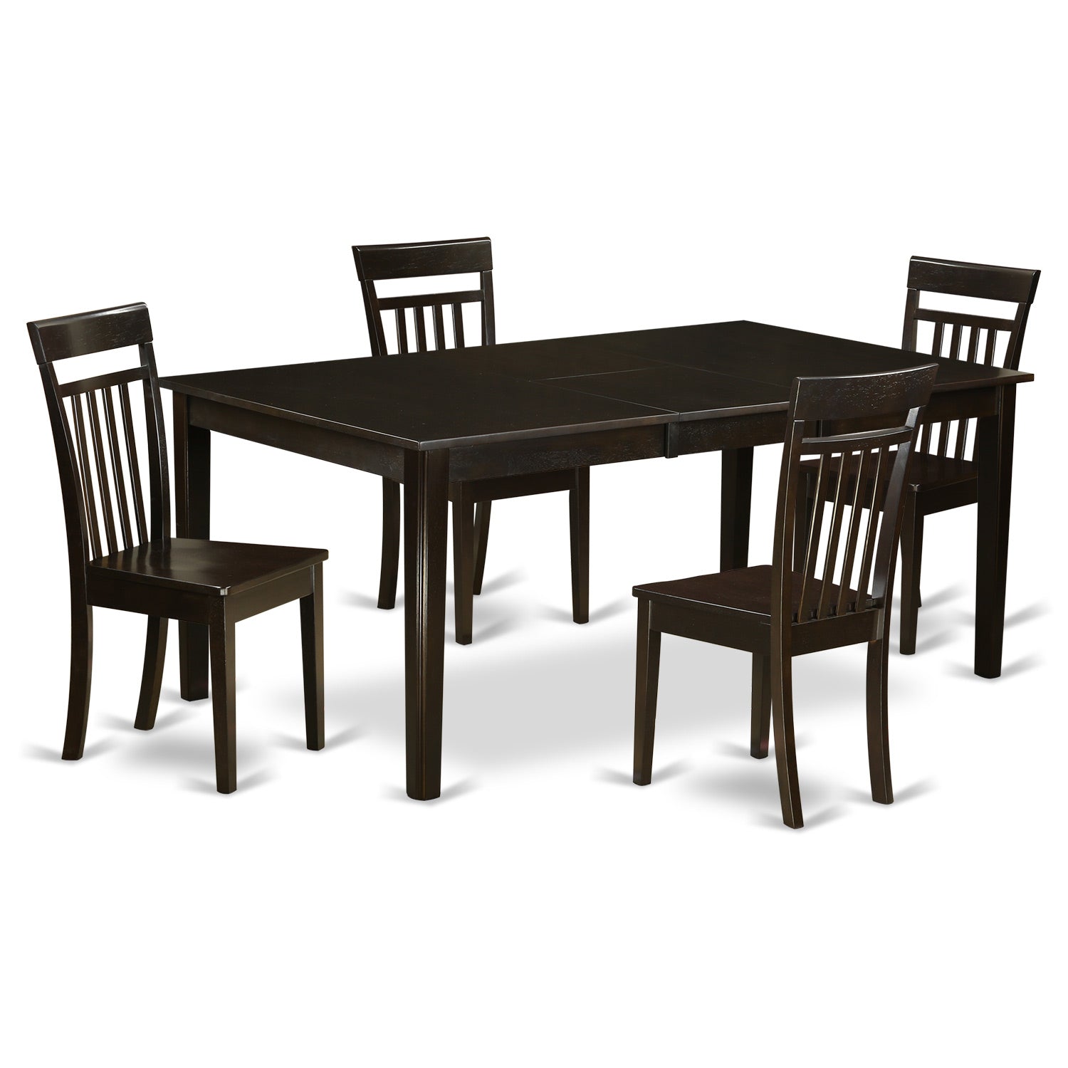 HECA5-CAP-W 5 Pc Dining room set for 4-Table with Leaf along with 4 Dining Chairs.