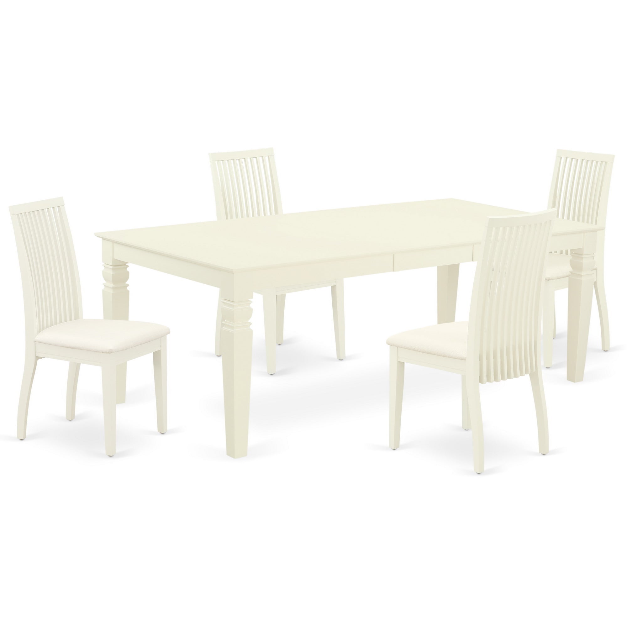 LGIP5-LWH-C 5Pc Dining Set Includes a Rectangle Dining Table with Butterfly Leaf and Four Microfiber Seat Dining Chairs, Linen White Finish
