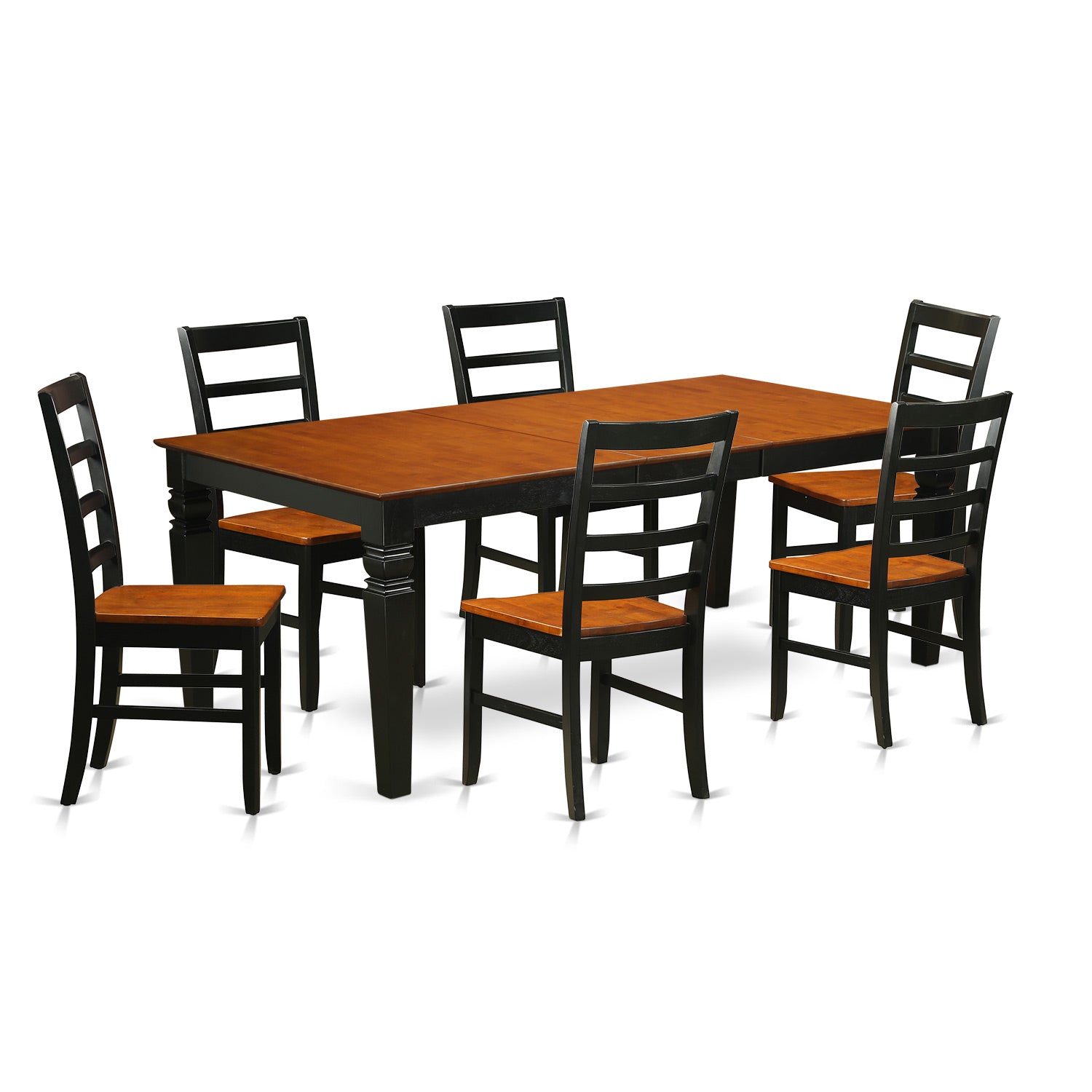 LGPF7-BCH-W 7 PC dinette set with a Dining Table and 6 Kitchen Chairs in Black and Cherry