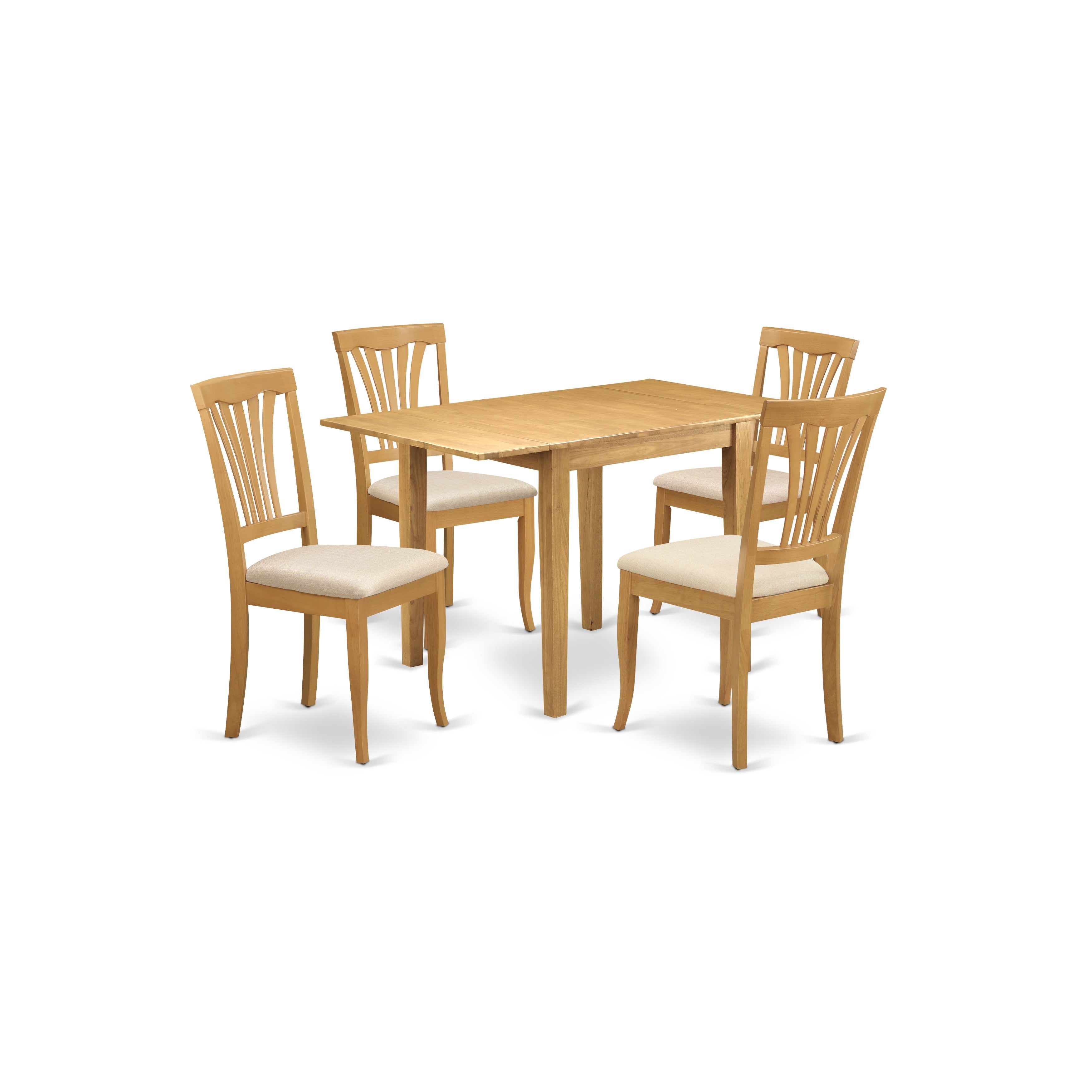East West Furniture NDAV5-OAK-C Dining Room Table Set 5 Piece - Four Great Wooden Dining Chairs - a Gorgeous dining room table - Oak Color Microfiber - Oak Finish Hardwood Frame