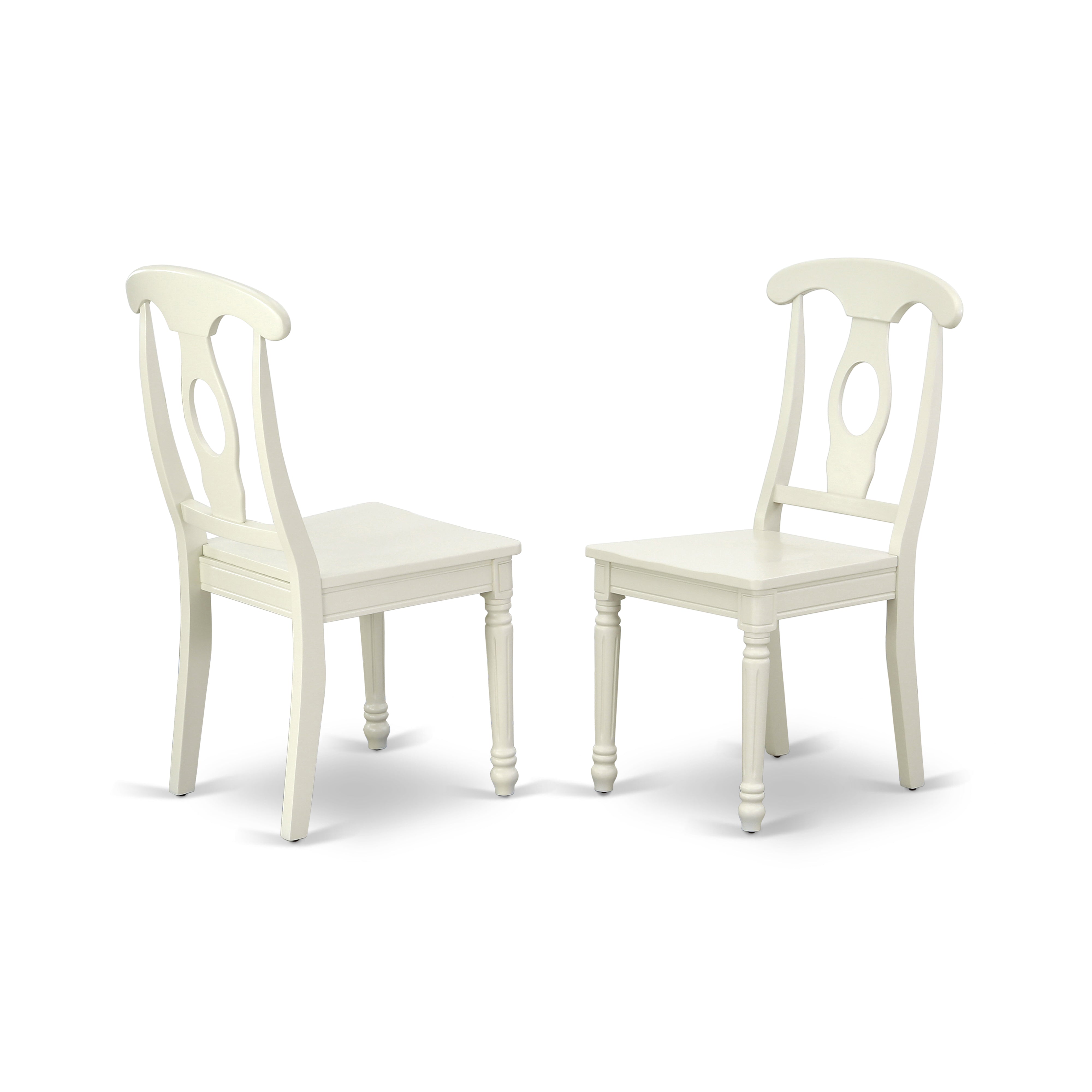 KEC-LWH-W Kenley Nappoleon-Styled Dining Chair with Plain Wood Seat in Linen White Finish