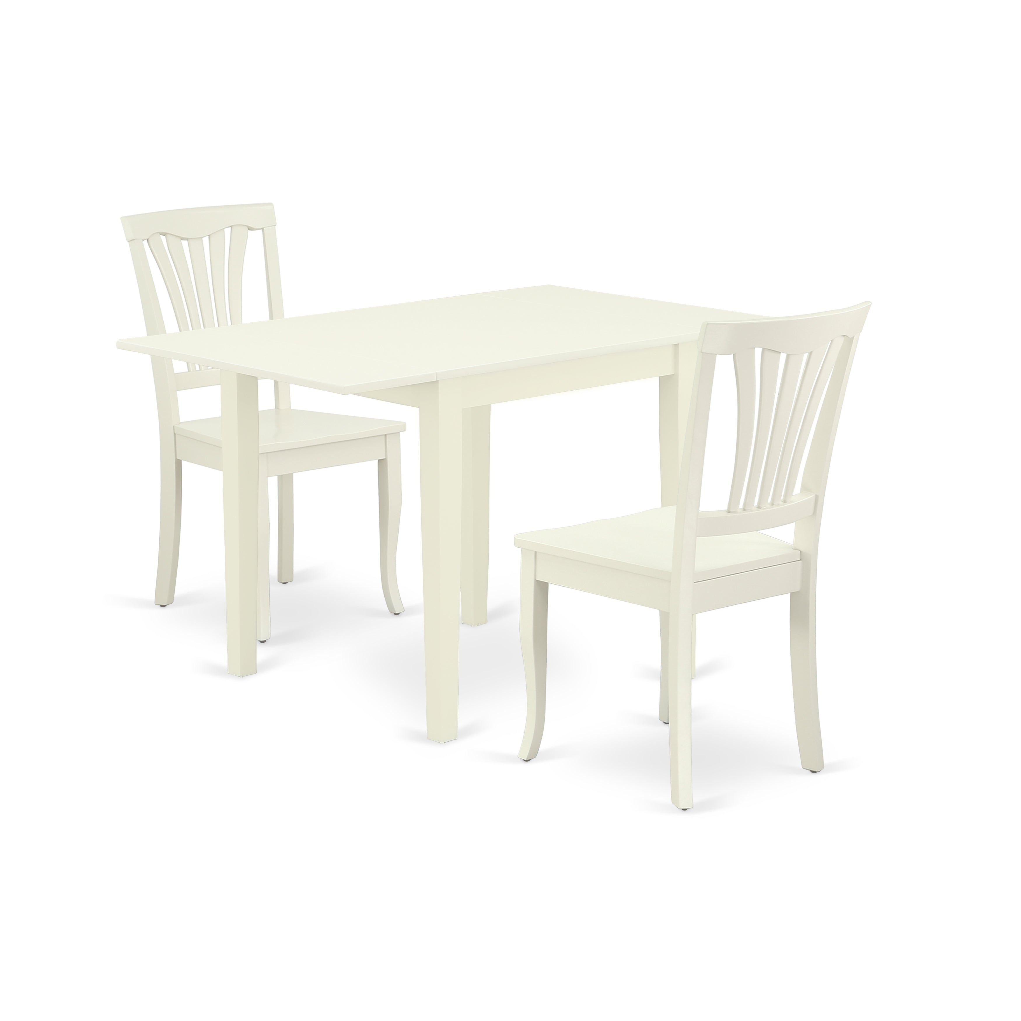 East West Furniture NDAV3-LWH-W Dining Room Table Set 3 Pc- 2 Superb Dining Room Chairs and a Beautiful Breakfast Table - Linen White Finish Wooden Chair Seat - Linen White Finish Solid Wood Frame.