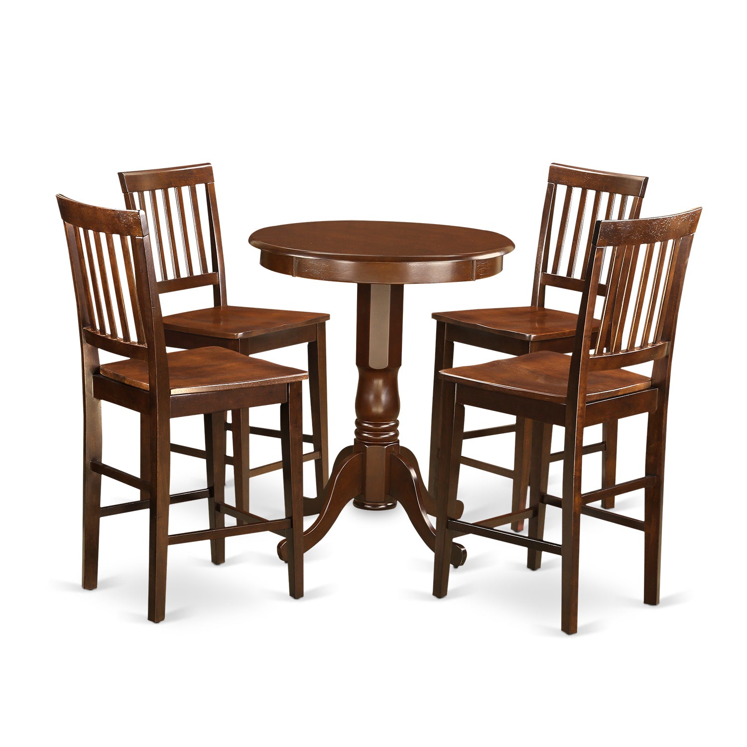 EDVN5-MAH-W 5 Pc counter height pub set-pub Table and 4 Dining Chairs.