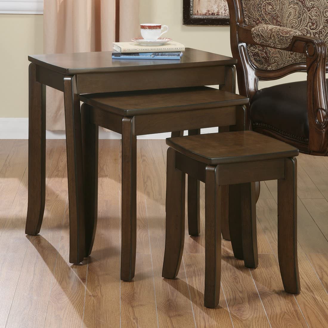 3 Piece Elegant Nesting Tables in Cappuccino