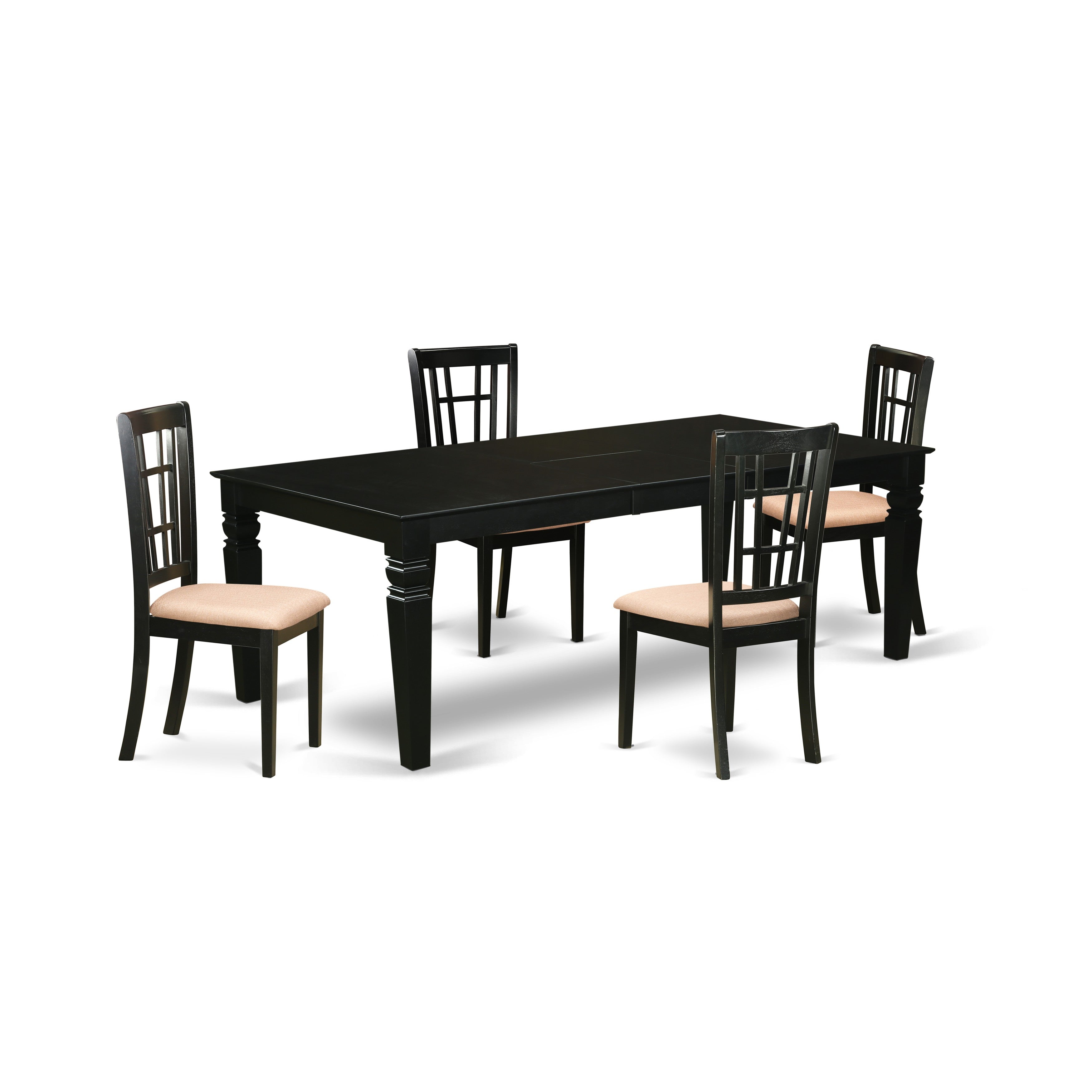 LGNI5-BLK-C 5 Pc Kitchen table set with a Dining Table and 4 Kitchen Chairs in Black