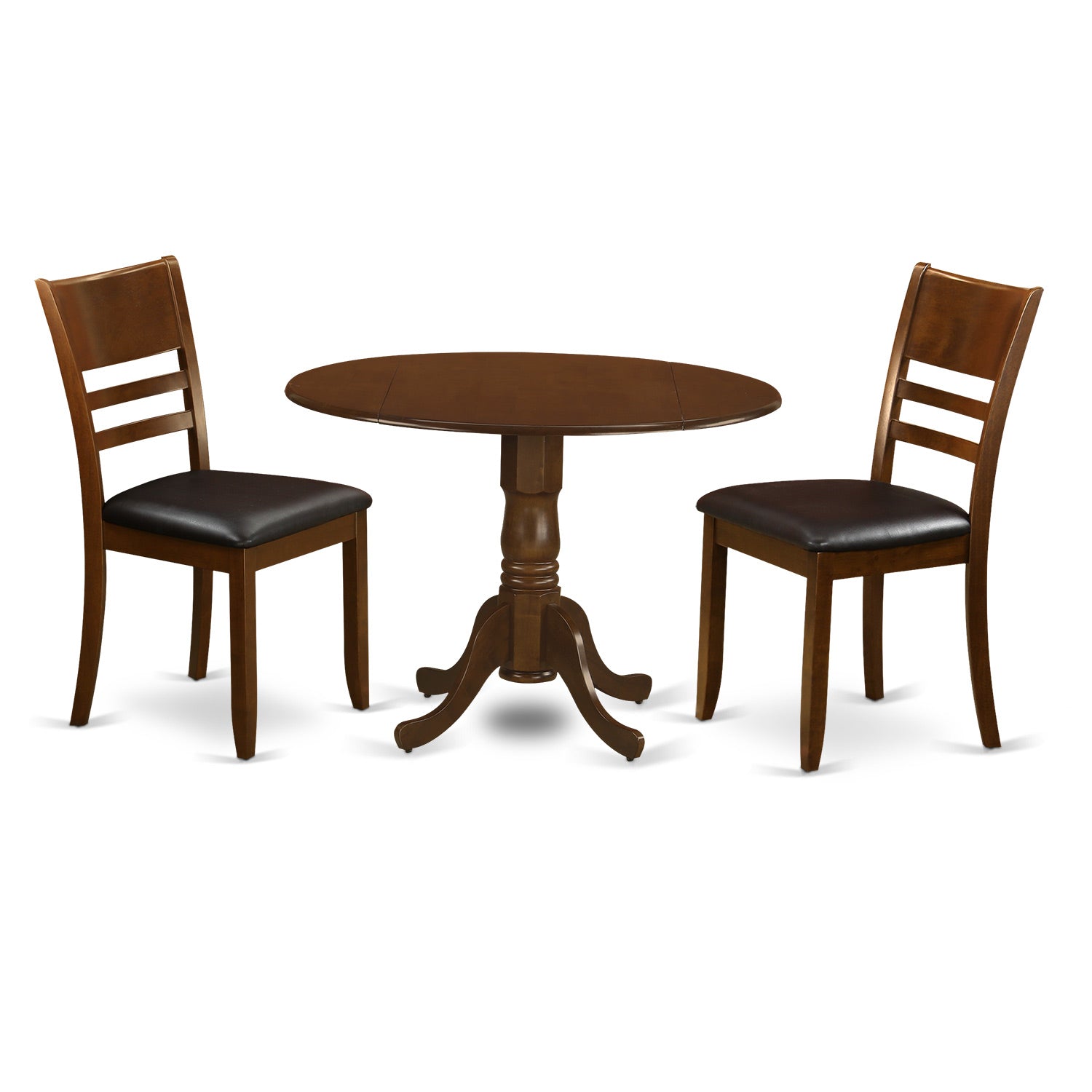 DLLY3-ESP-LC 3 Pc Dinette Table with 2 drop leaves and 2 Leather Kitchen Chairs