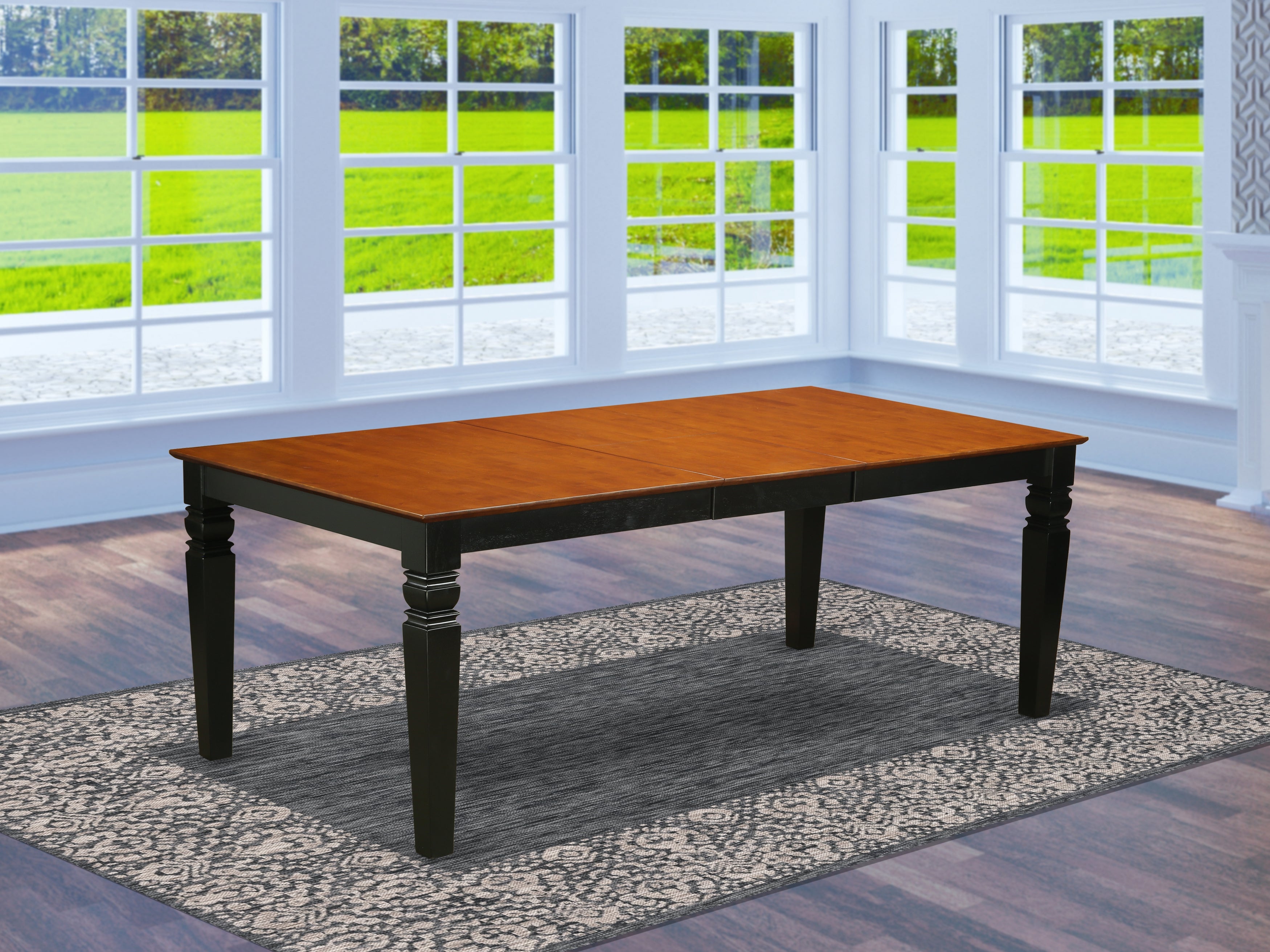 LGT-BCH-T Logan Dining Table with Wood Seat - Black & Cherry Finish.