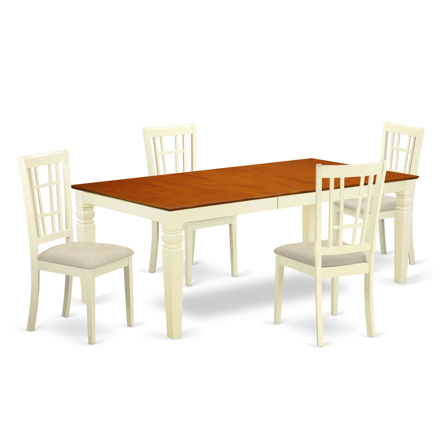 LGNI5-BMK-C 5 PC Dining room set with a Dining Table and 4 Dining Chairs in Buttermilk and Cherry
