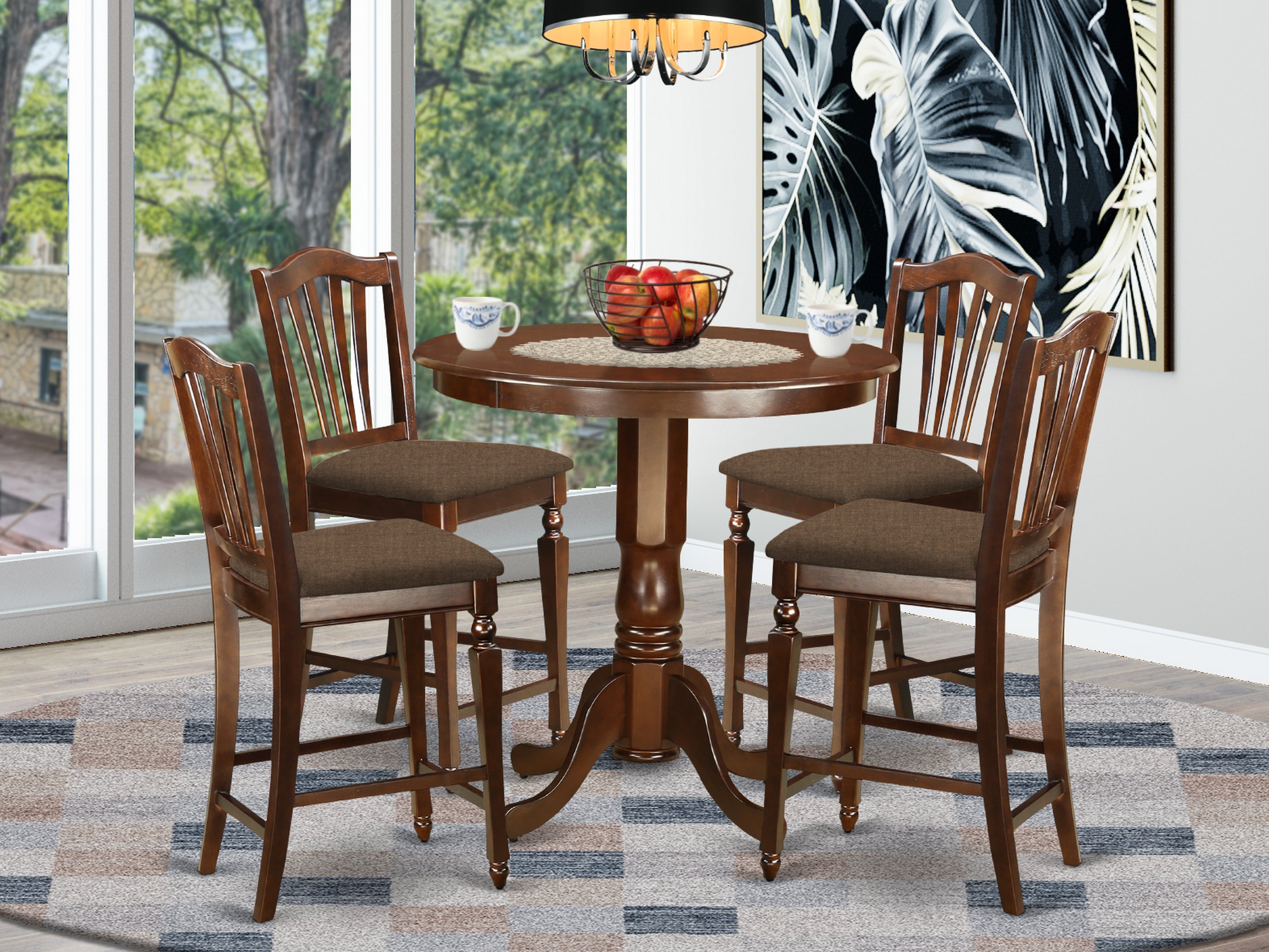 JACH5-MAH-C 5 Pc counter height Dining room set - high Table and 4 Kitchen Chairs.