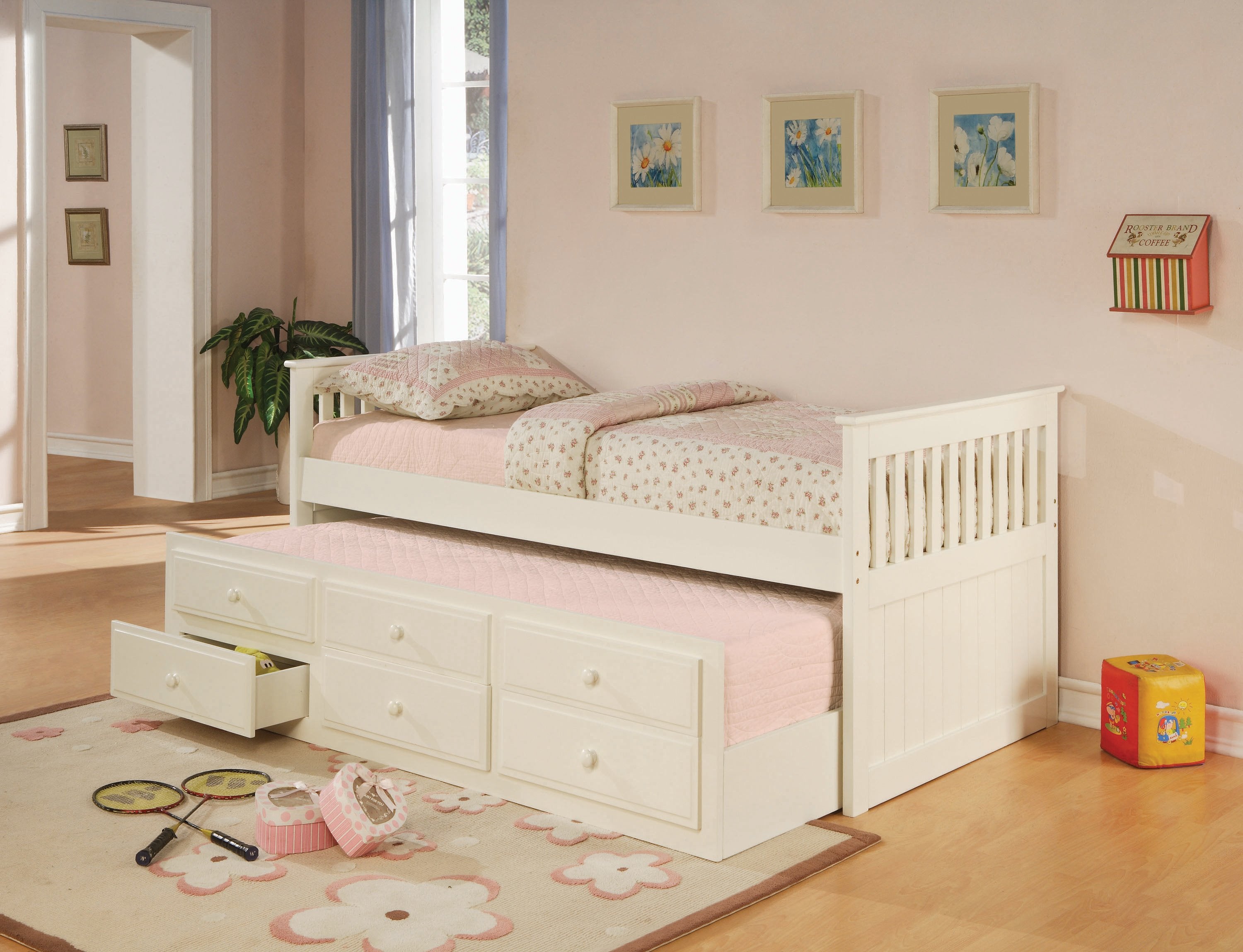 Twin Captain’s Bed With Storage Trundle White