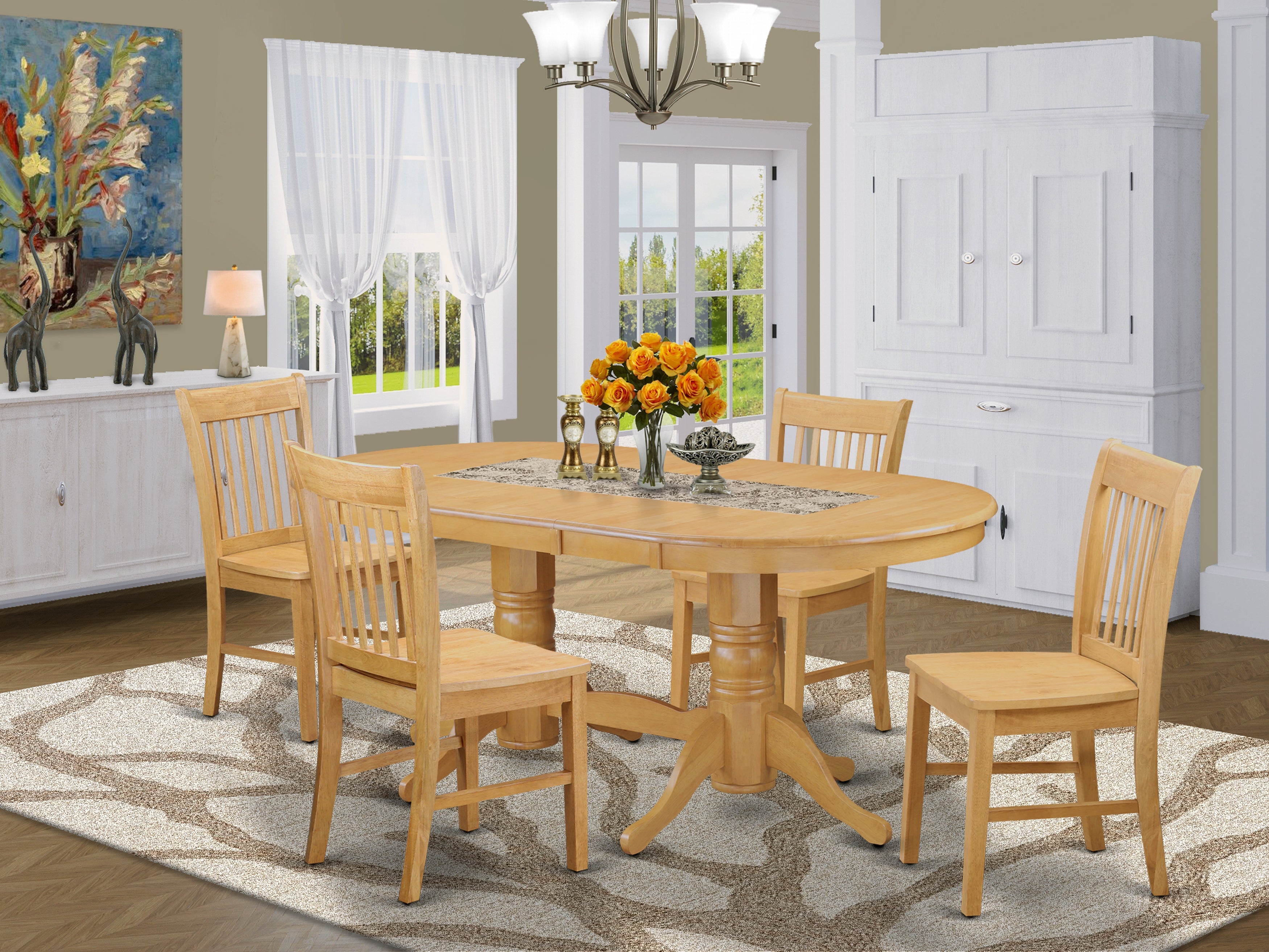 VANO5-OAK-W 5 Pc Dining room set - Dining Table and 4 Kitchen Dining Chairs