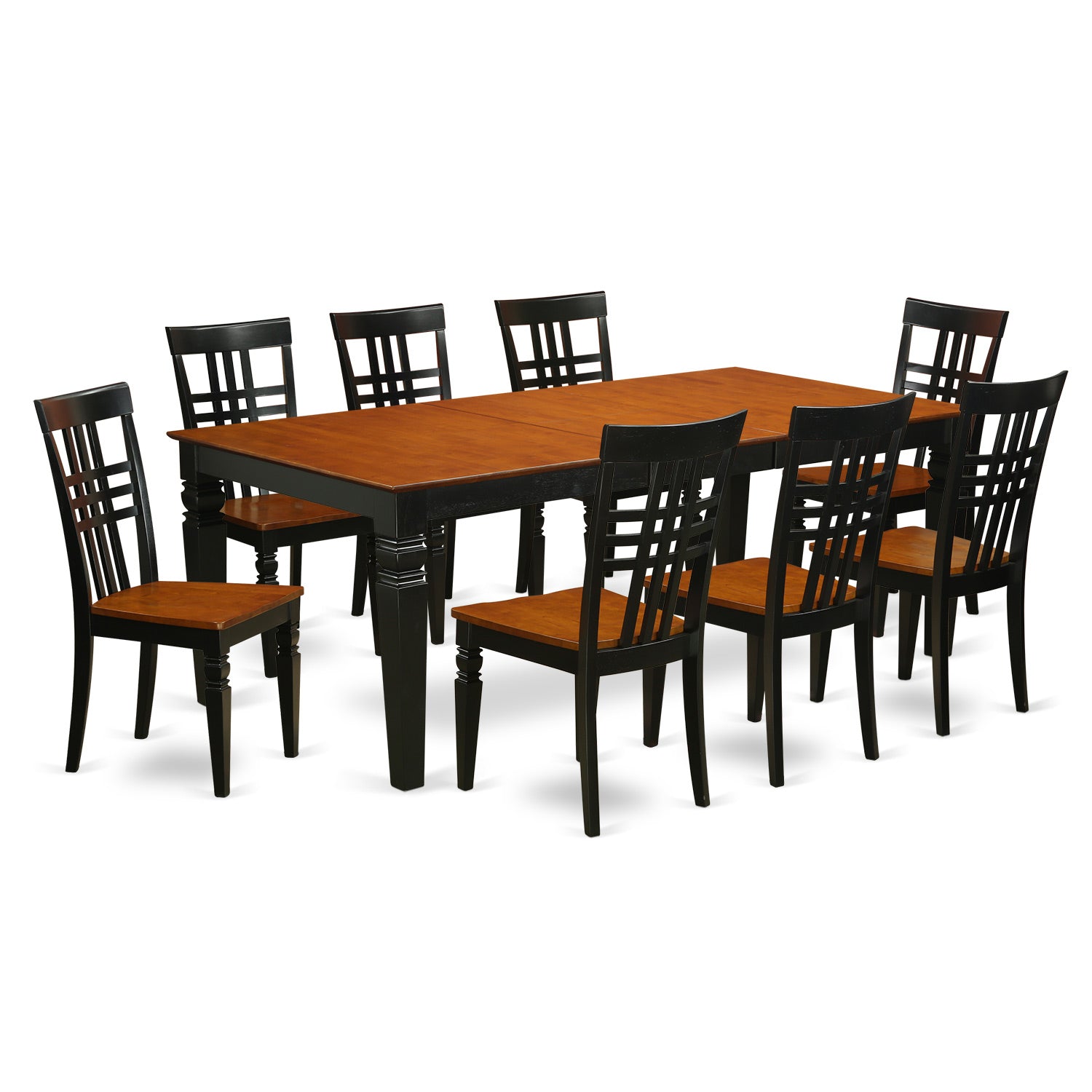 LGLG9-BCH-W 9 Pc Table and chair set with a Dining Table and 8 Dining Chairs in Black and Cherry