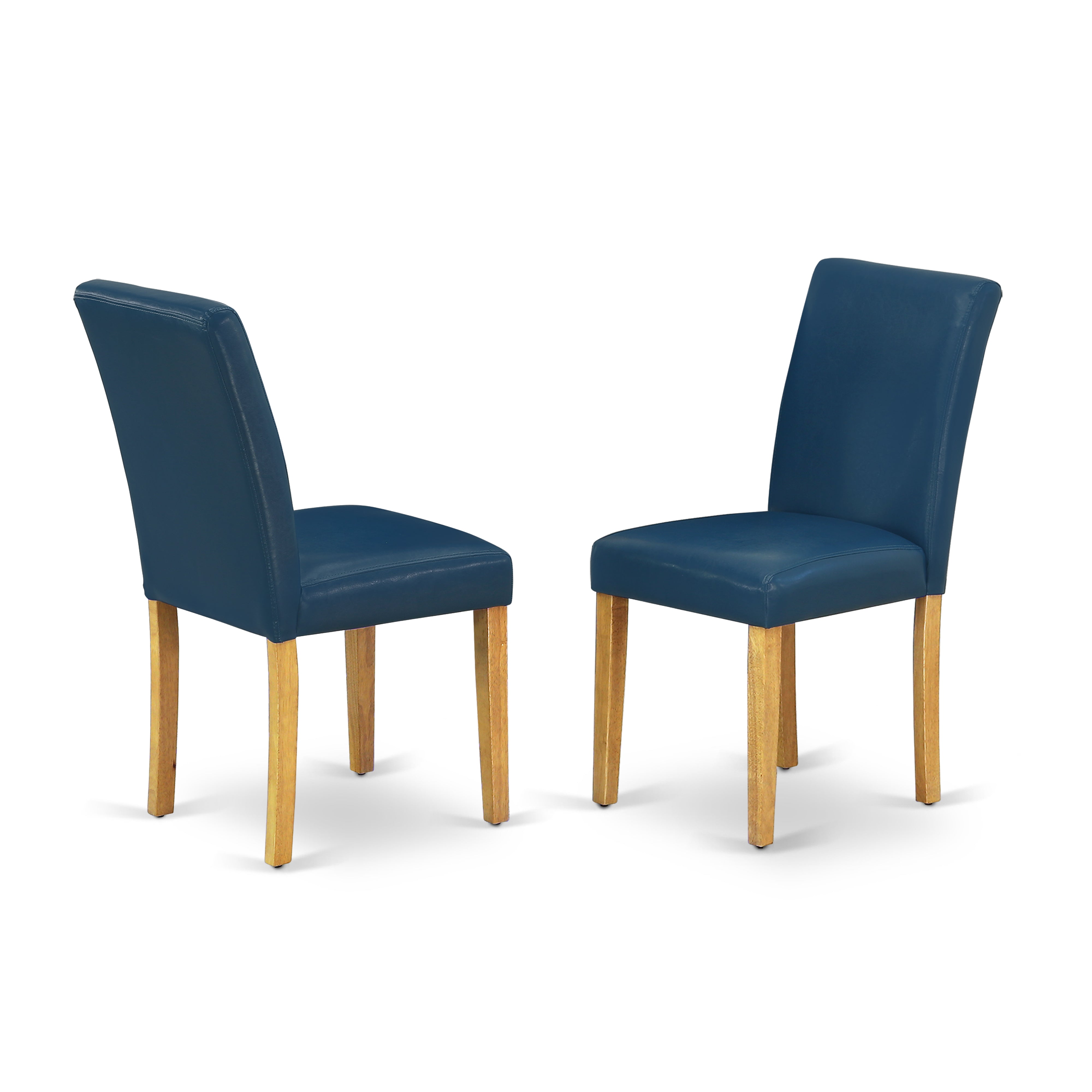 DLAB5-OAK-55 5Pc Round 42" Kitchen Table With Two 9-Inch Drop Leaves And Four Parson Chair With Oak Leg And Pu Leather Color Oasis