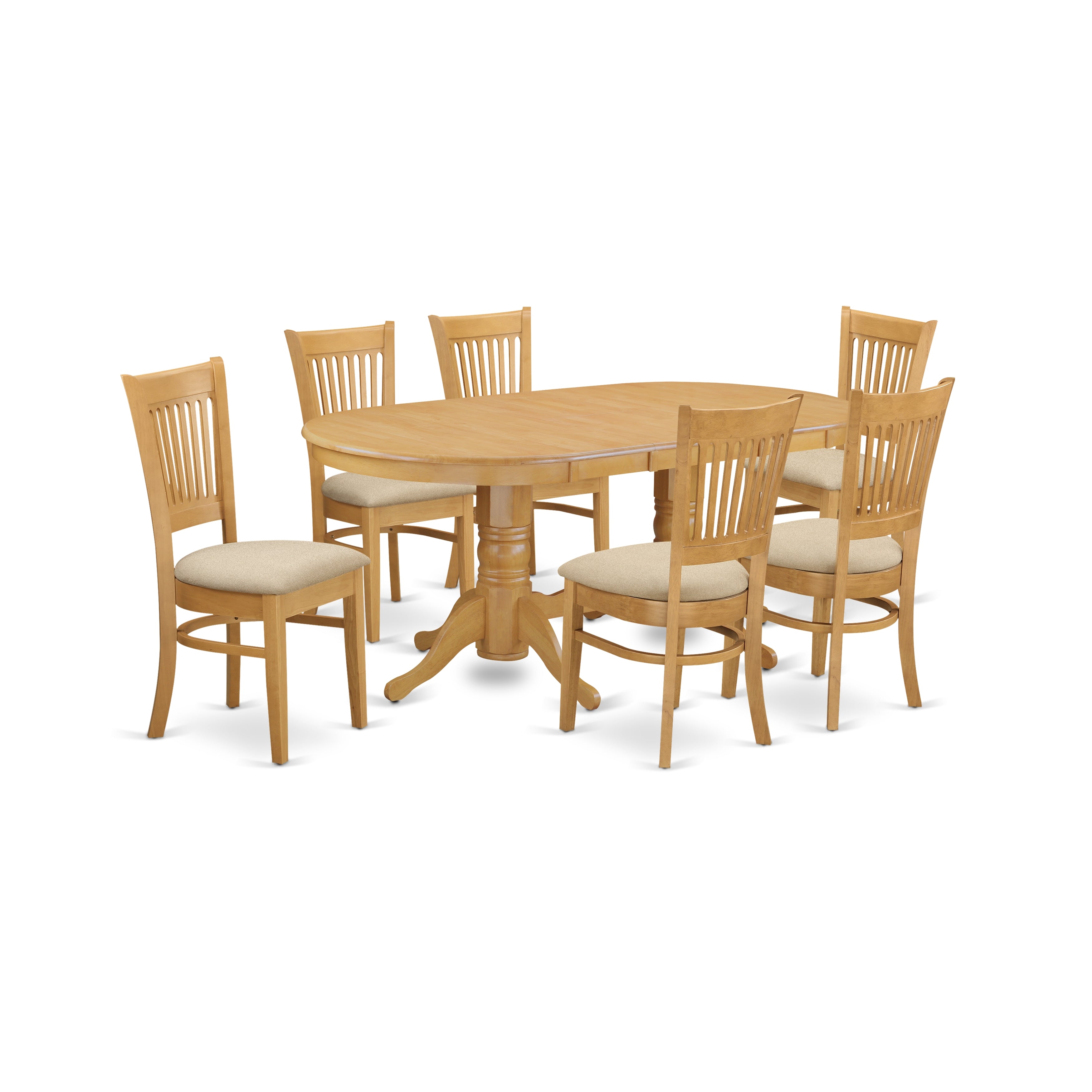VANC7-OAK-C 7 PC Dining room set Table with Leaf and 6 Dining Chairs