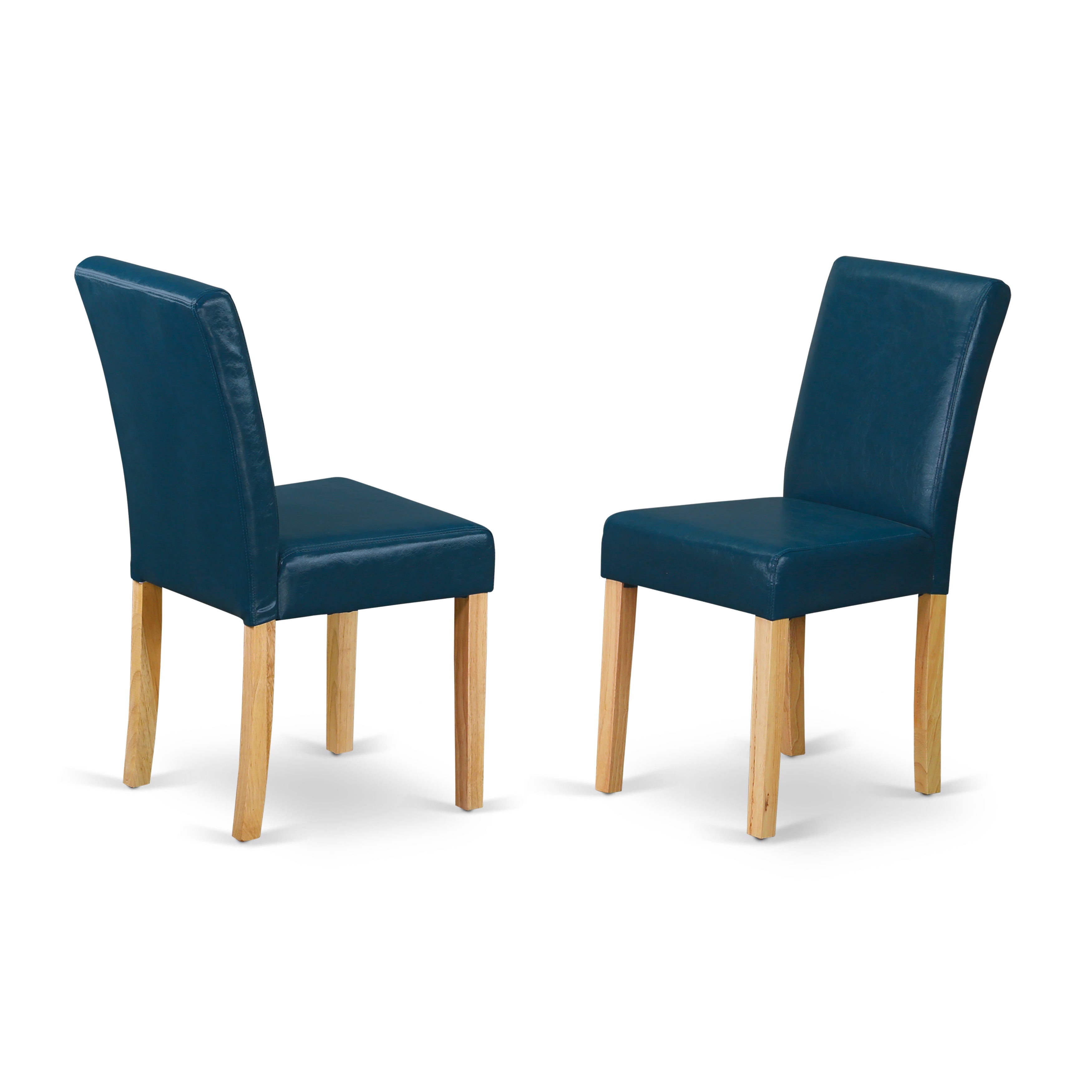 East West Furniture MZAB5-OAK-55 5Pc Kitchen and Dining Room Tables Set Consists of a Dining Table and 4 Parsons Dining Chairs with Oasis Color PU Leather, Drop Leaf Table with Full Back Chairs, Oak Finish