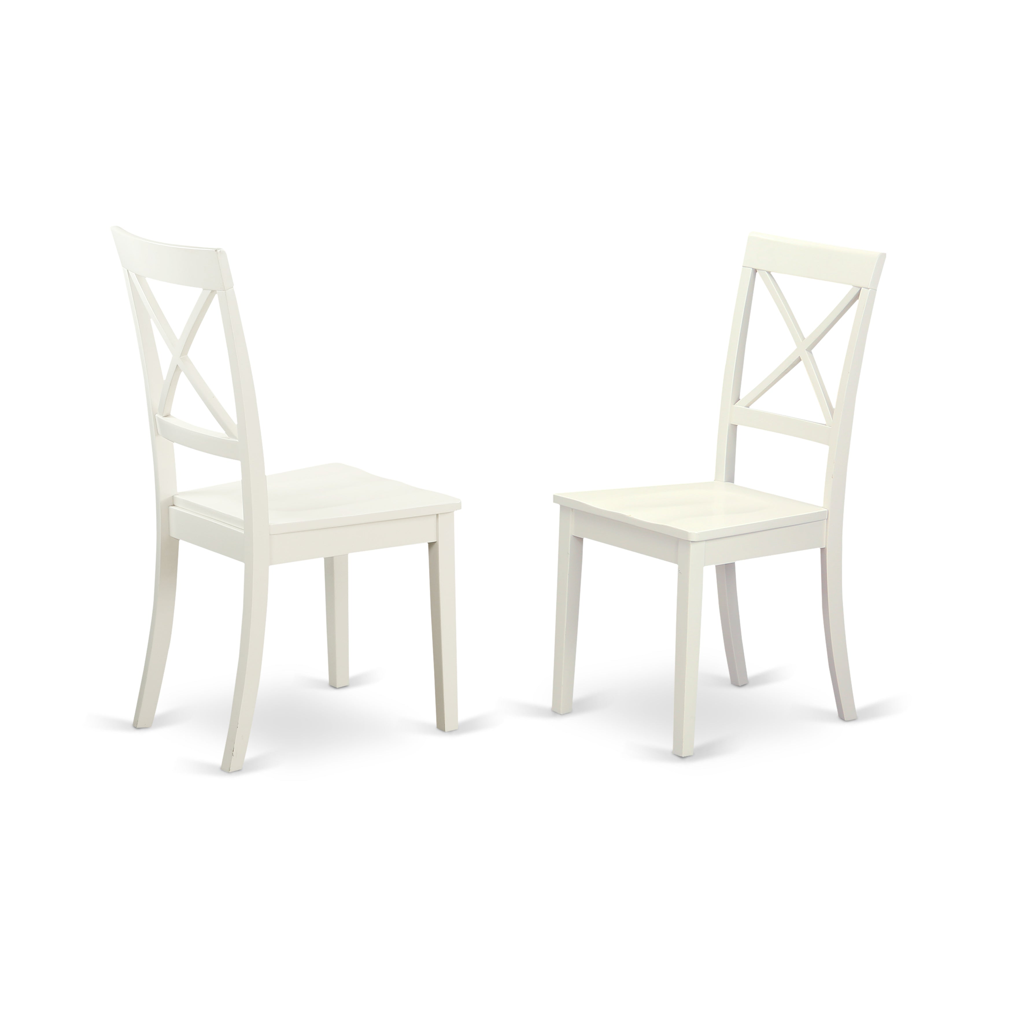 East West Furniture MZBO5-LWH-W 5Pc Kitchen Table Set Contains a Kitchen Table and 4 Kitchen Chairs with Wooden Seat, Drop Leaf Table with X Back Chairs, Linen White Finish