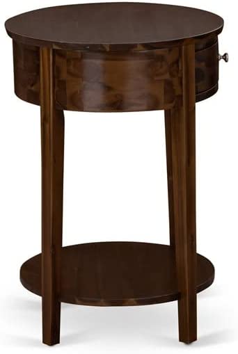Solid Wood HI-08-ET Wooden Nightstand Accent Table with Drawer Antique Walnut Finish