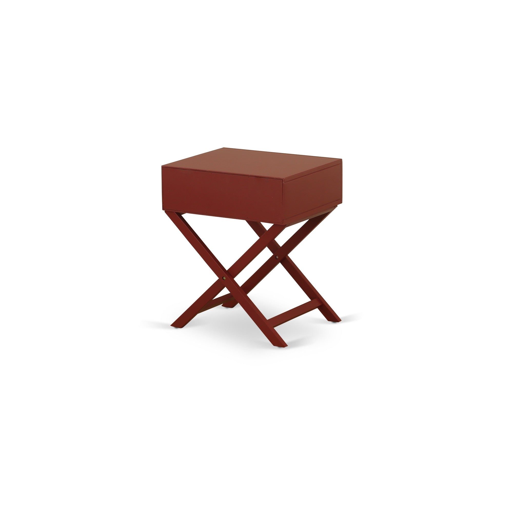 Hamilton Square Night Stand End Table With Drawer in Burgundy Finish