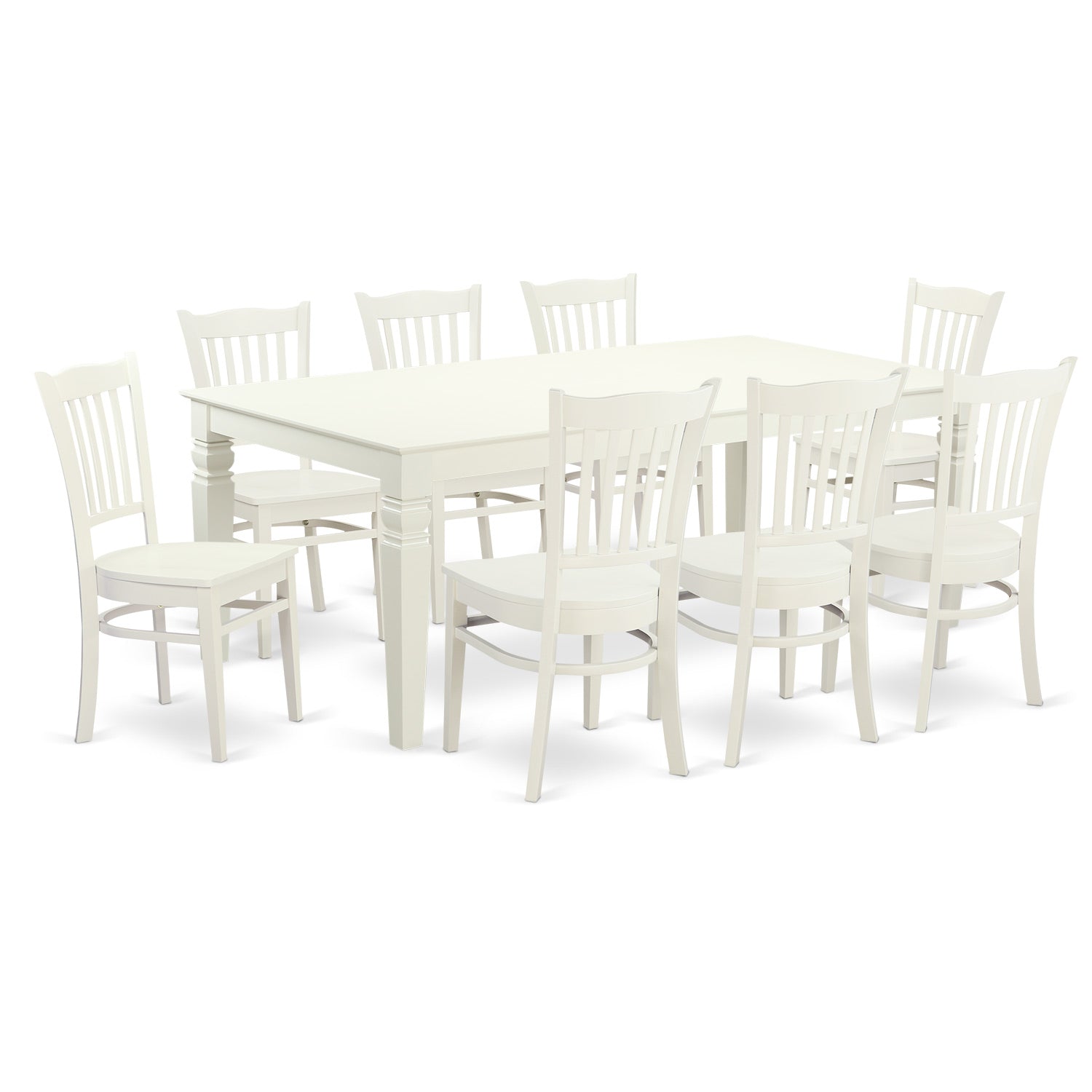 LGGR9-LWH-W 9 Pc Dinette set with a Dining Table and 8 Kitchen Chairs in Linen White