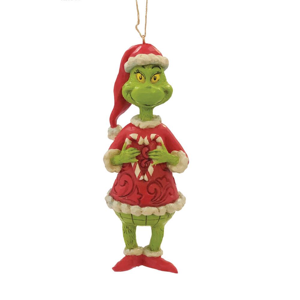 Enesco Jim Shore Grinch Holding Candy Cane Heart Christmas Ornament 6010785
