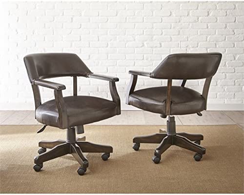 Steve Silver Captain's Poker Game Arm Swivel Chair with Casters in Walnut