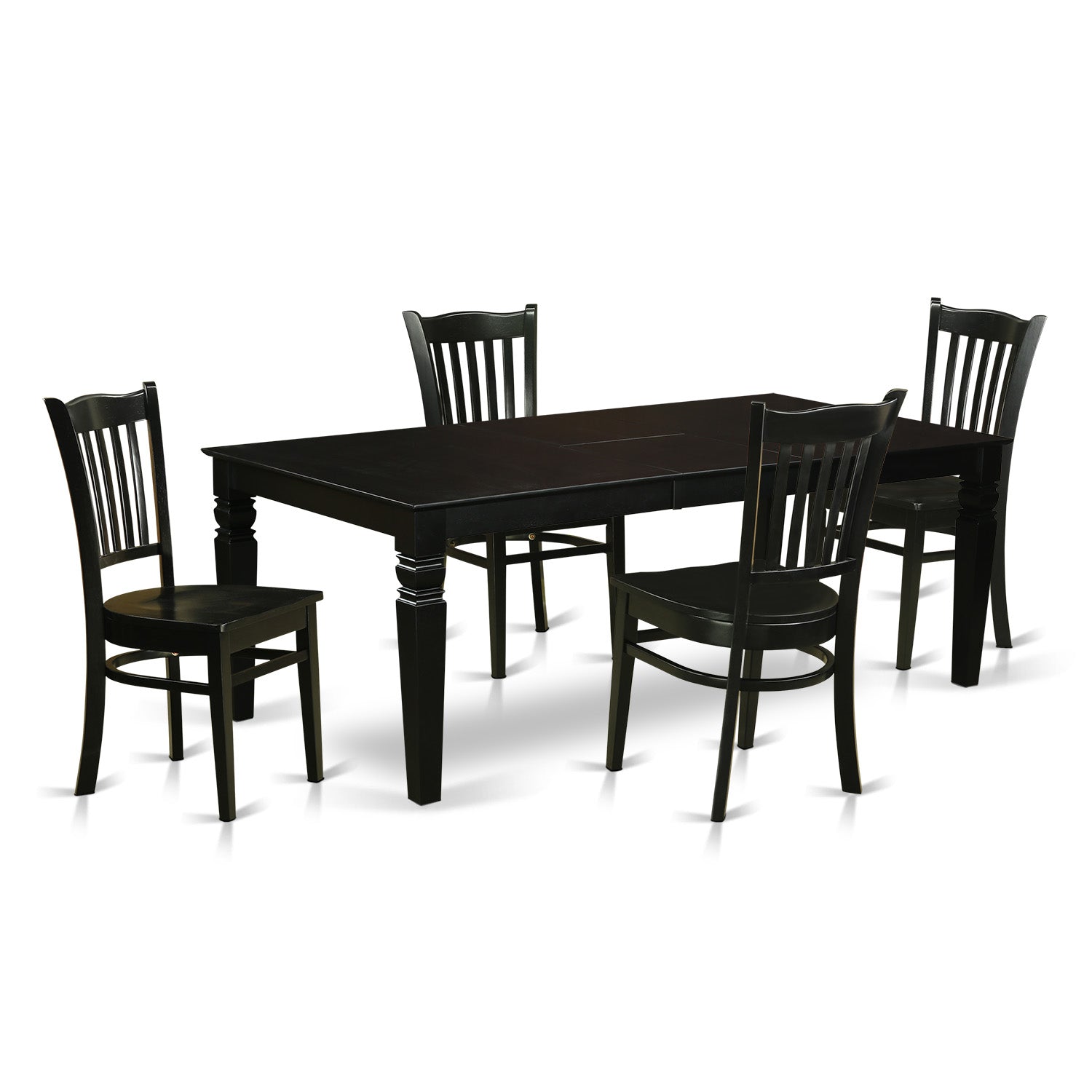 LGGR5-BLK-W 5 Pc Dining Room set with a Dining Table and 4 Wood Kitchen Chairs in Black