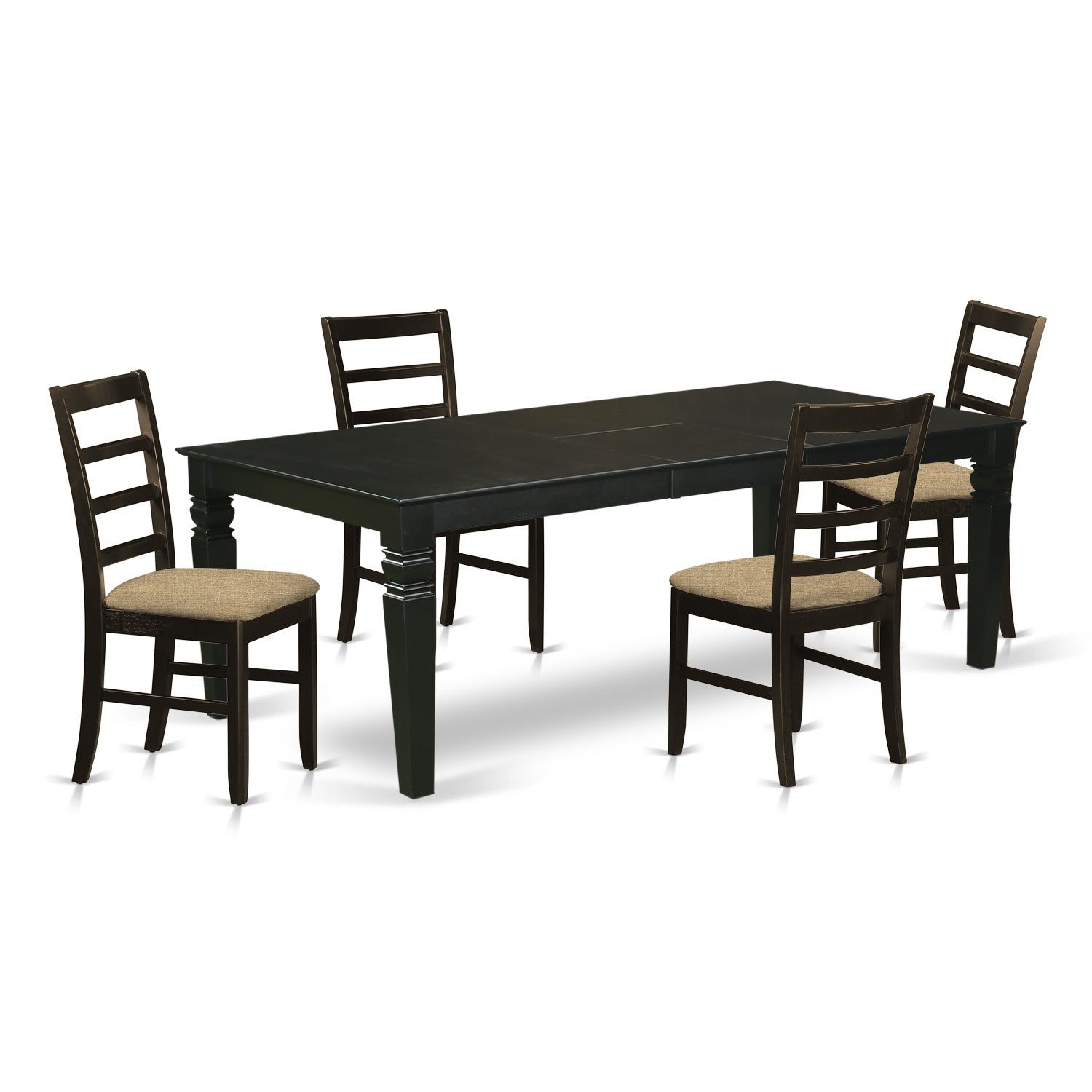 LGPF5-BLK-C 5 Pc Kitchen table set with a Dining Table and 4 Microfiber Kitchen Chairs in Black