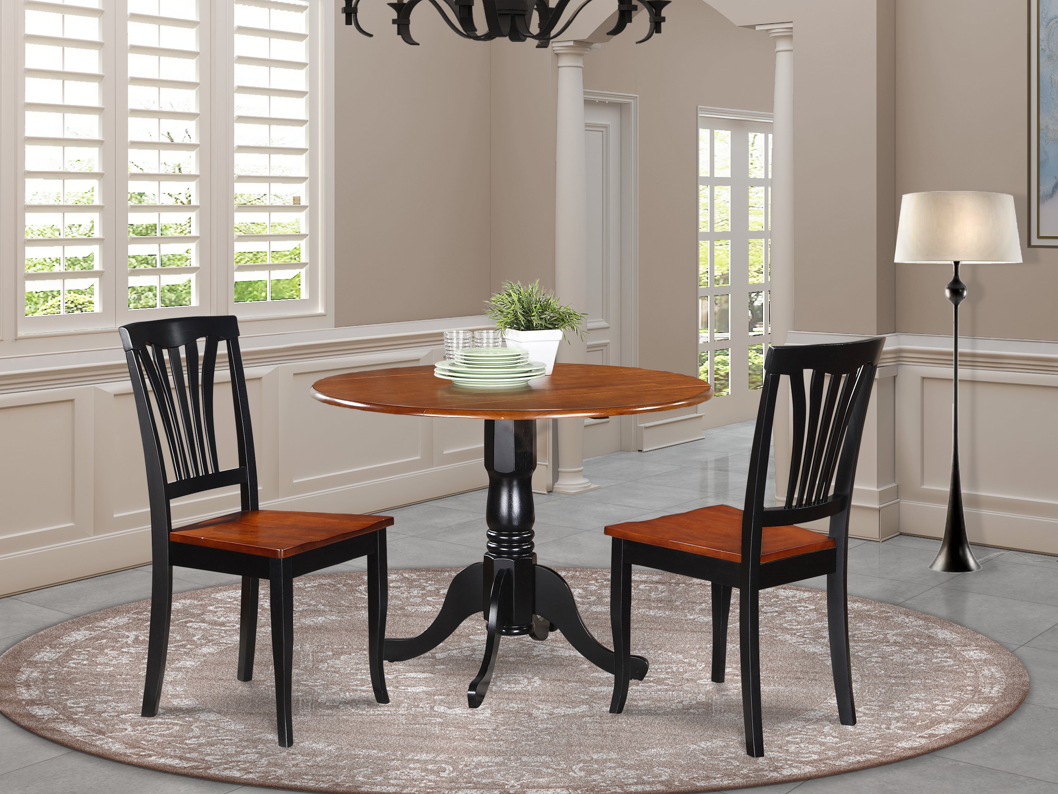 DLAV3-BCH-W 3 Pc Kitchen nook Dining set-Kitchen Table and 2 Kitchen Chairs
