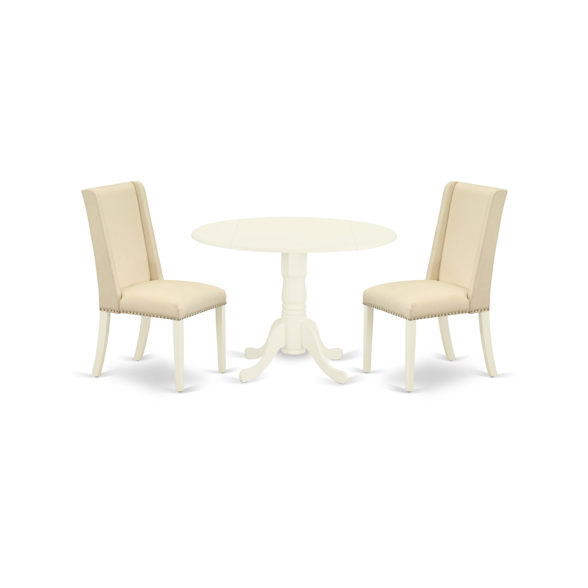 East West Furniture DLFL3-WHI-01 3-Piece Wood Dini