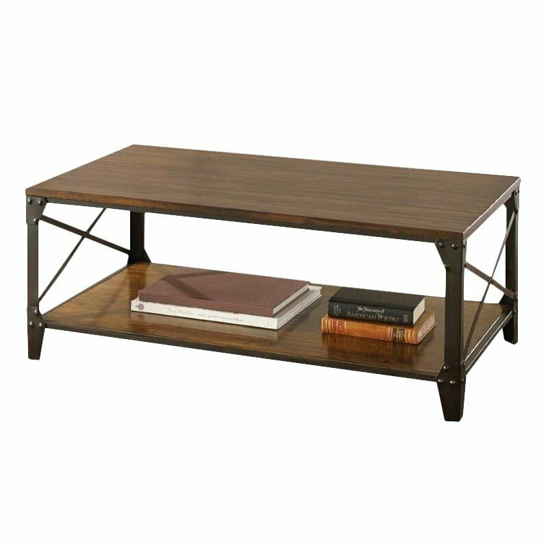 Rustic Mid Century Style Winston Cocktail Table In Distressed Tobacco
