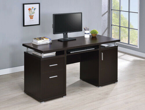 Coaster Tracy 2-Drawer Computer Desk With File Cabinet Cappuccino 800107