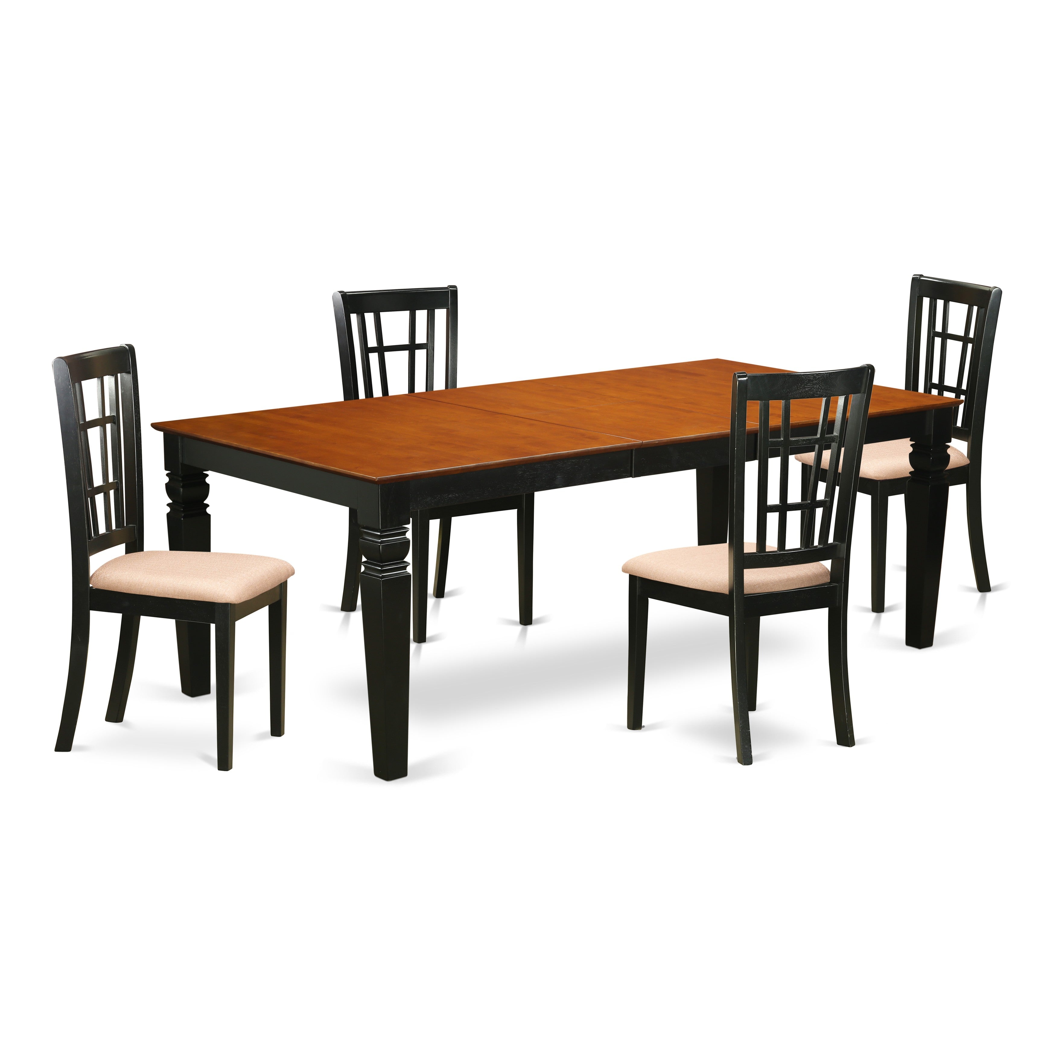LGNI5-BCH-C 5 Pc Kitchen Tables and chair set with a Dining Table and 4 Kitchen Chairs in Black and Cherry