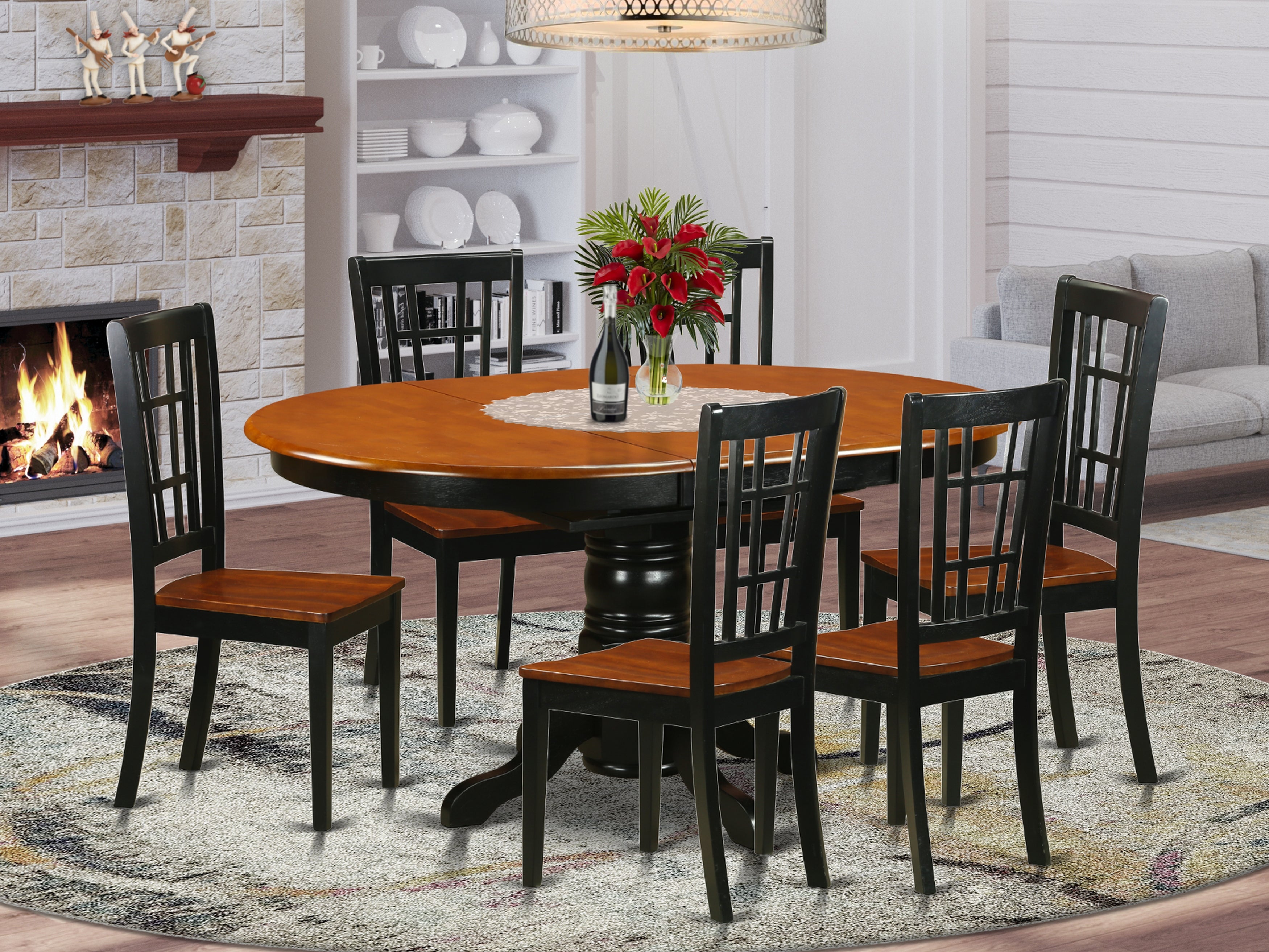 KENI7-BCH-W 7 PC Dining set-Dining Table and 6 Wooden Kitchen Chairs