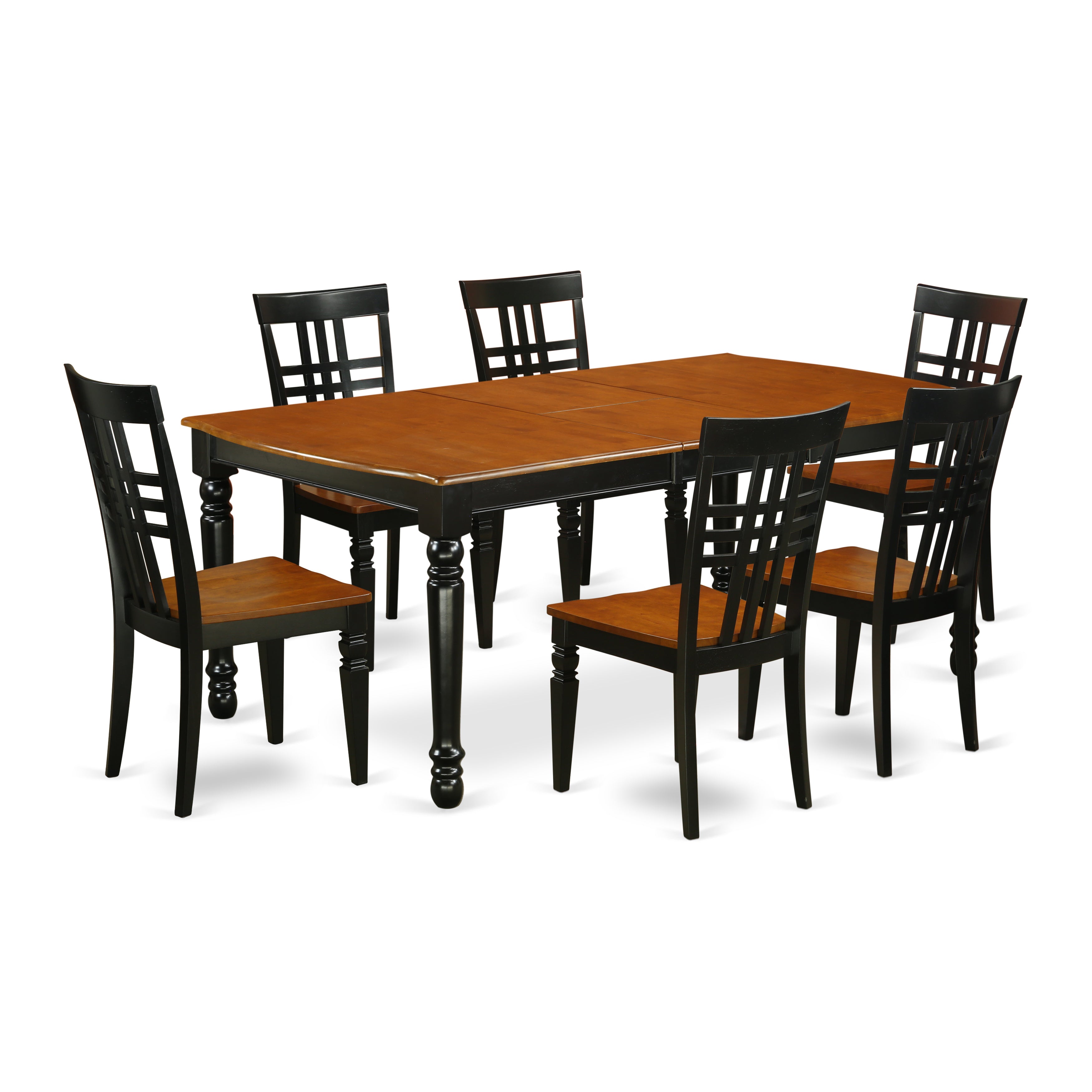 DOLG7-BCH-W 7-Pc table and chair set with 1 Dover table and 6 chairs in a Black and Cherry Finish