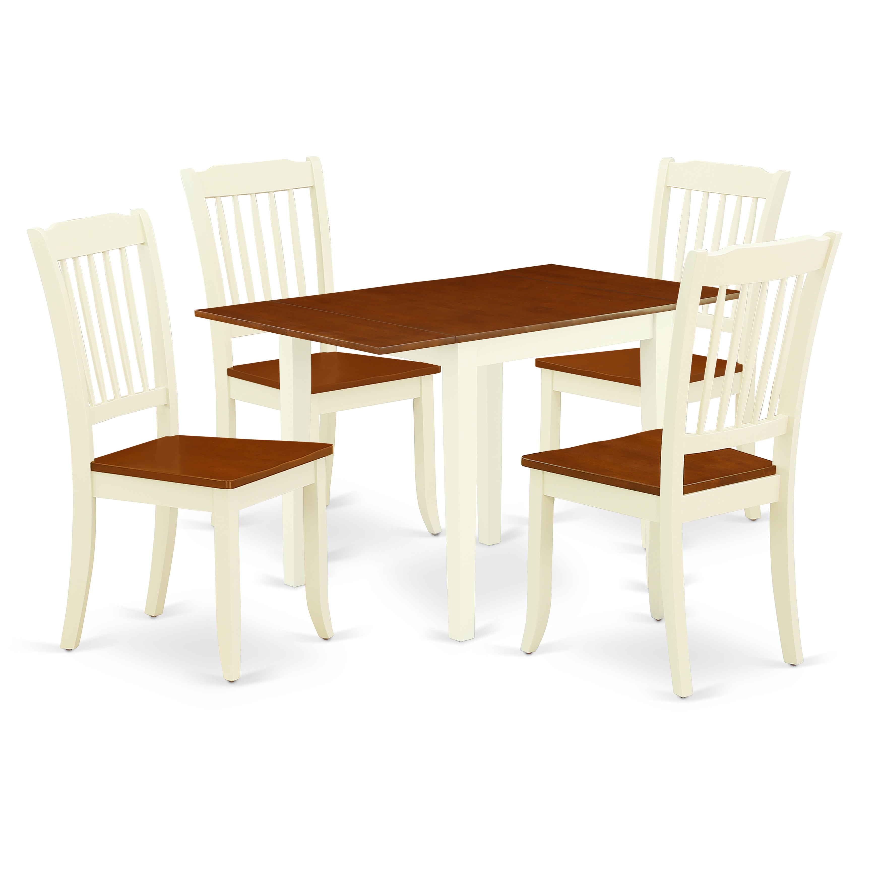 East West Furniture NDDA5-WHI-W Modern Dining Table Set 5 Pcs- 4 Excellent Wood Dining Chairs and a Stunning Kitchen Table - Cherry Finish Hardwood Chair Seat and Table Top - Buttermilk Finish Wooden Structure.