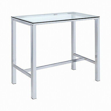 Tolbert Bar Table with Glass Top Chrome