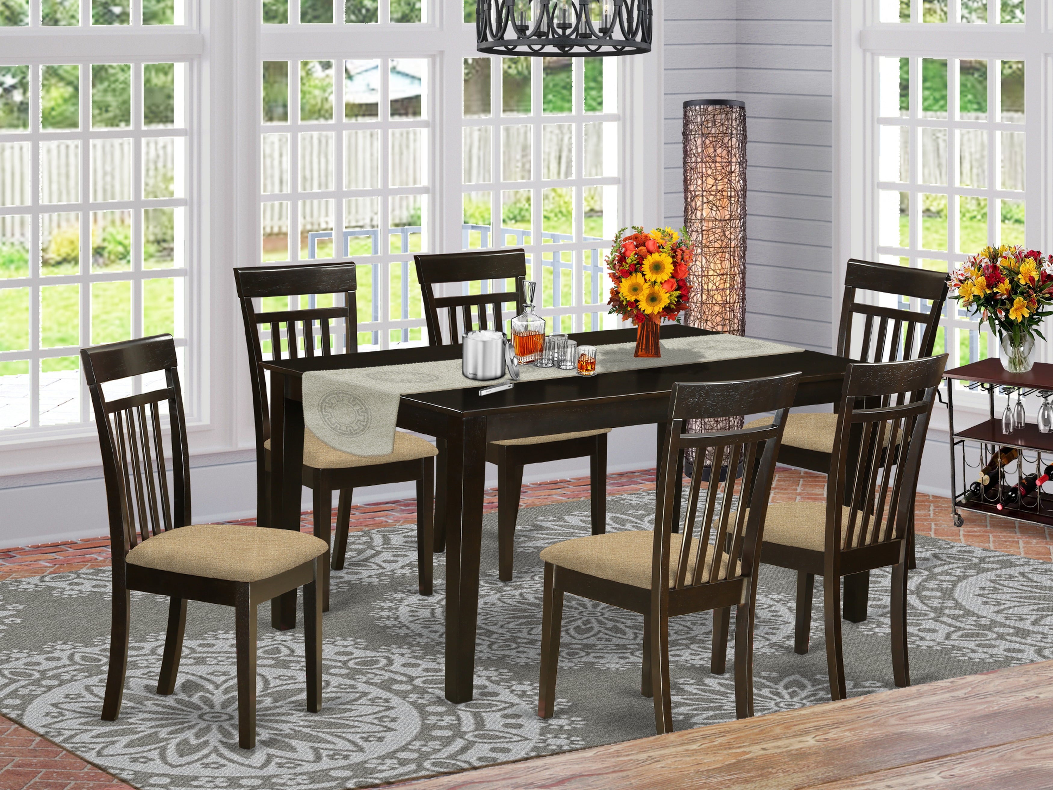 CAP7S-CAP-C 7 Pc formal Dining room set -Table and 6 Dining Chairs